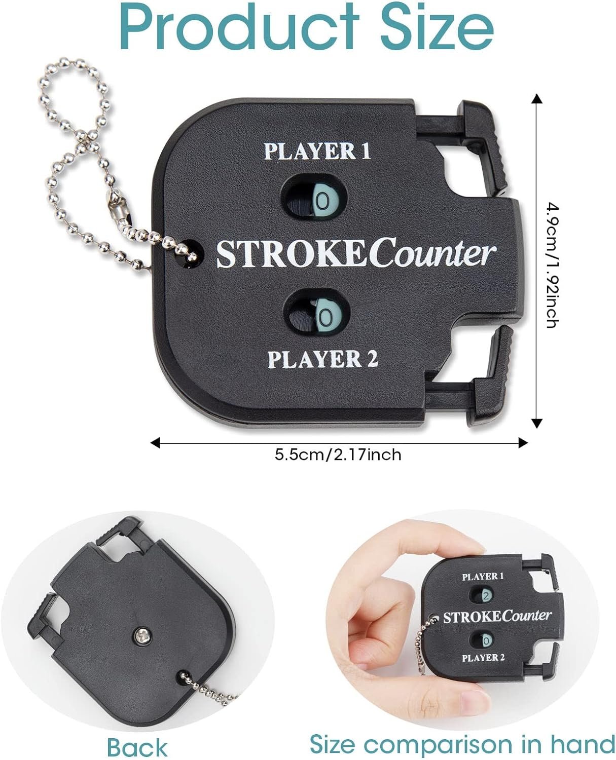 2 Packs Golf Score Indicator 2 Player Stroke Counter Handheld Scorer, Mini Digits Square Golf Square Handy Count Shot Outdoor Sport Clicker with Keychain for Golf Game Scorekeeper Golf Gadgets