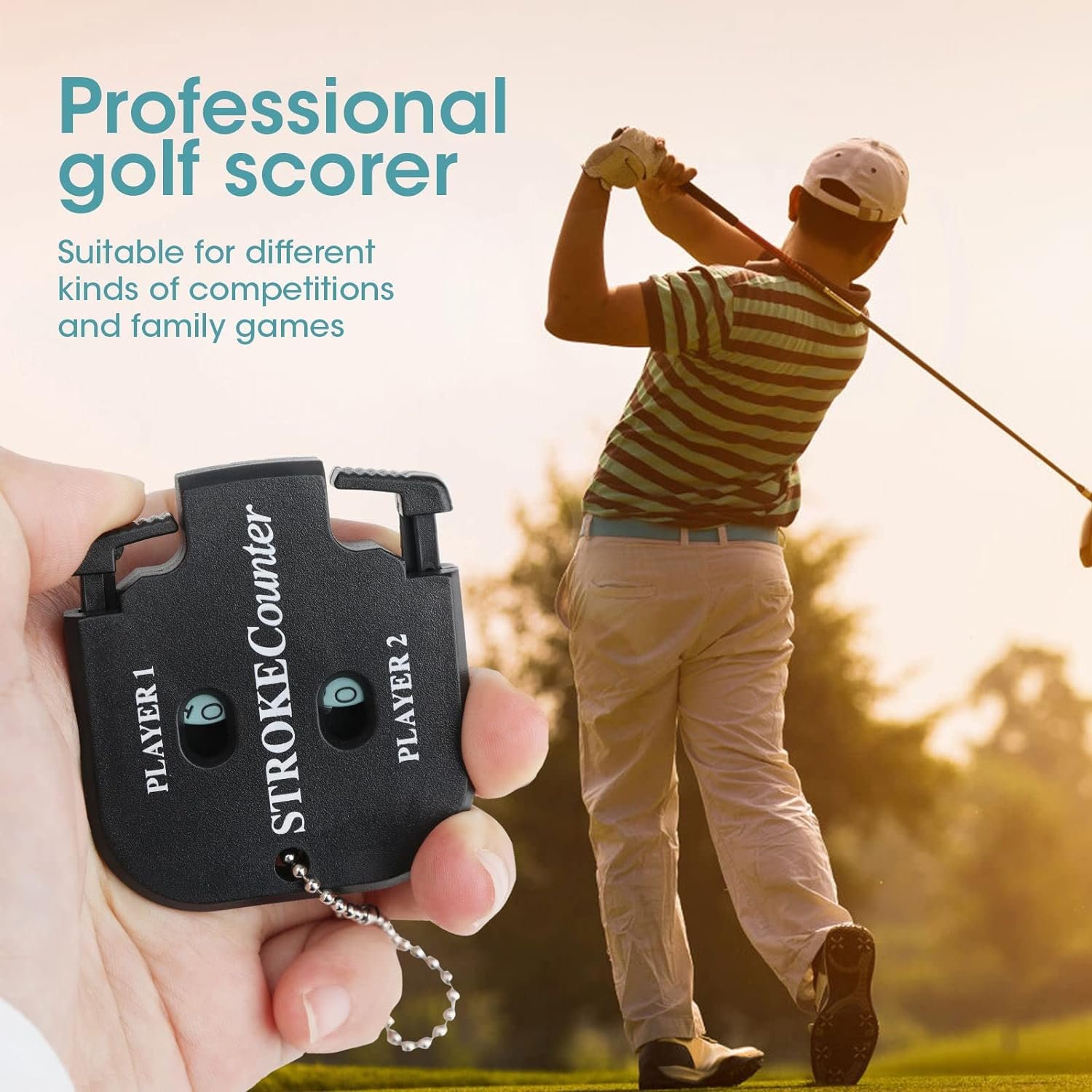 2 packs golf score indicator 2 player stroke counter handheld scorer mini digits square golf square handy count shot out 4