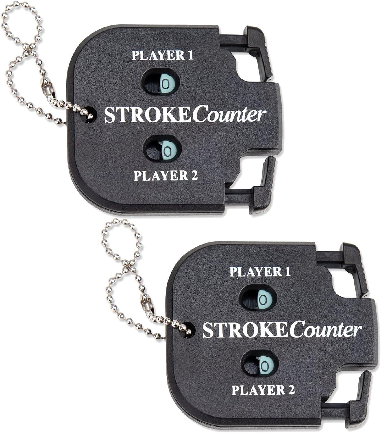 2 Packs Golf Score Indicator 2 Player Stroke Counter Handheld Scorer, Mini Digits Square Golf Square Handy Count Shot Outdoor Sport Clicker with Keychain for Golf Game Scorekeeper Golf Gadgets