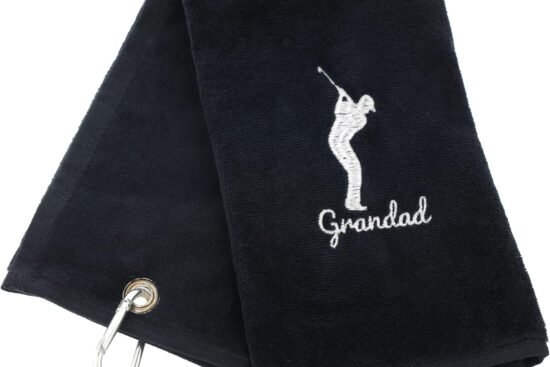 always looking good golf towel for grandad black luxury velour 50cm x 40cm custom embroidered golf towel with carabiner