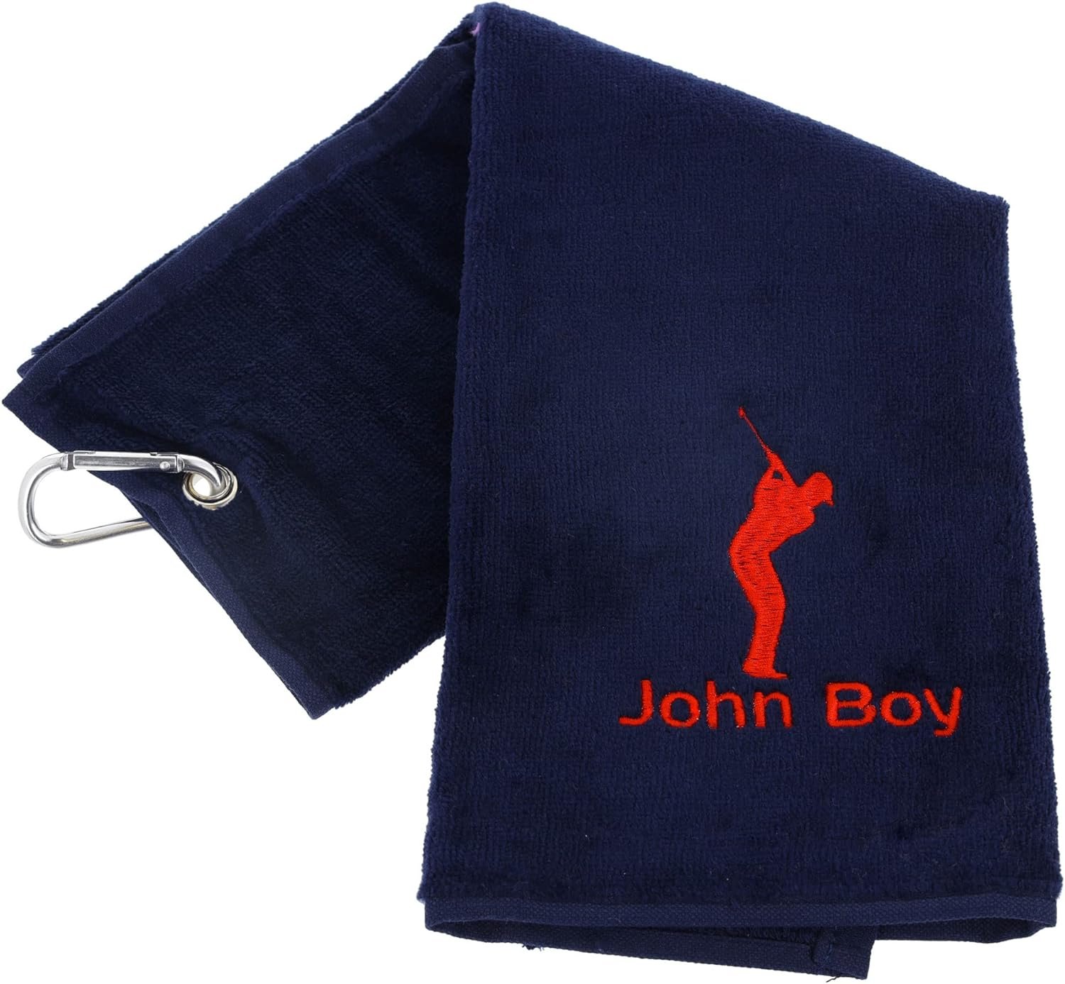 Always Looking Good Personalised Golf Towel Navy Blue with Any Name Any Font Luxury Velour 50cm x 40cm Custom Embroidered Golf Towel with Carabiner Clip Gift- Golf Gifts for men and women