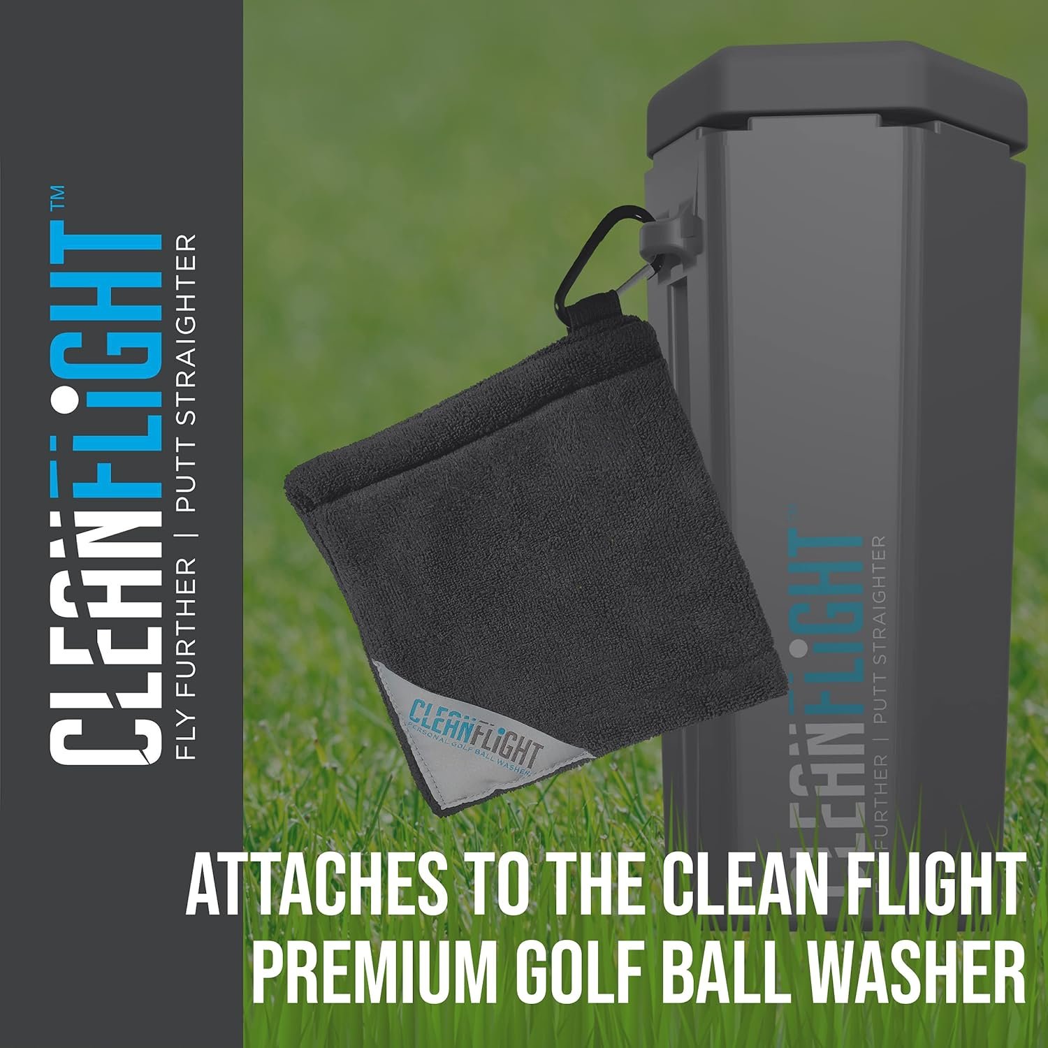 Clean Flight Premium Golf Ball Washer - Portable Cleaner for Golf Bag or Cart - Best Golf Accessories Gifts for Men  Women.