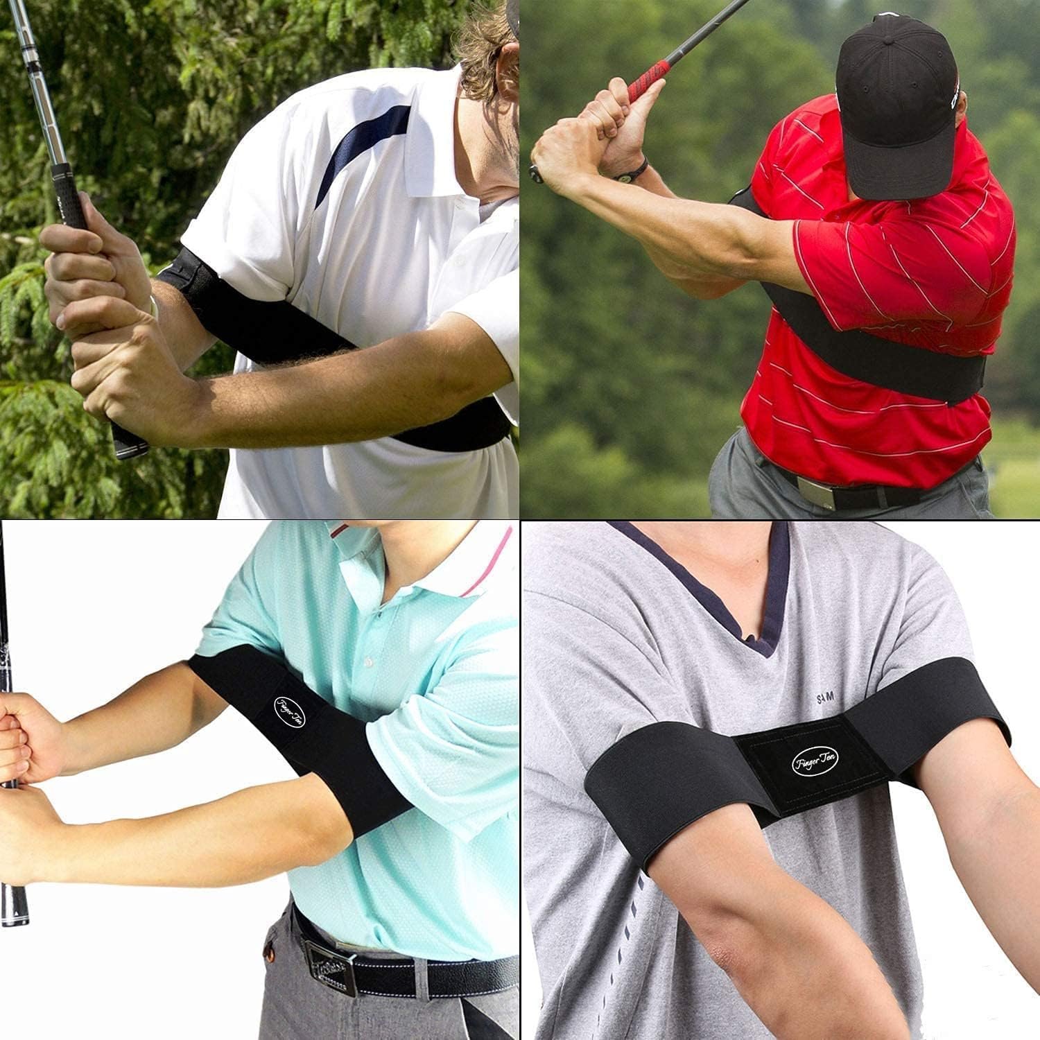 FINGER TEN Golf Training Aid Swing Grip and Trainer Arm Band , Golf Training Aid Posture Correction Practice Alignment for Golf Beginner Men Women