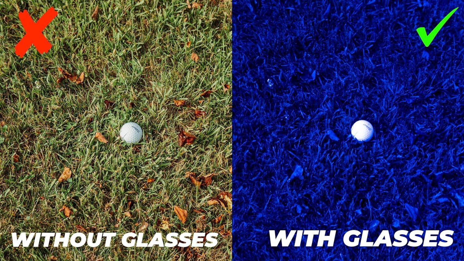 Gadget Candy Golf Ball Finder Glasses for Locating Lost Golf Balls - with Protective Case, Hanging Golf Bag Clip and Cleaning Cloth