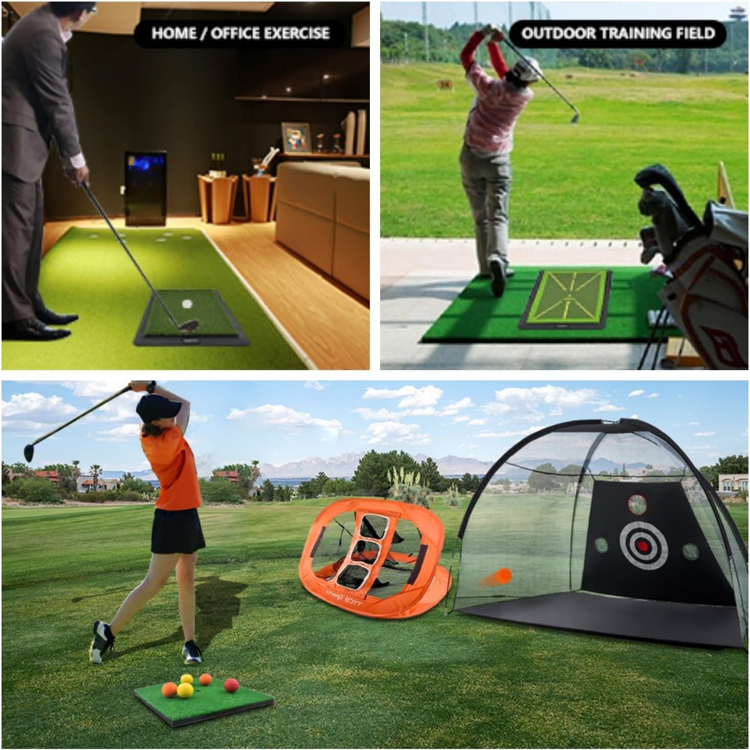 Golf Hitting Mat Set - Golf Training Mat with Replaceable Turf,Golf Mat for Swing Path Analysis and Swing Improvement- Indoor/Outdoor Golf Training Aid, Golf Practice Mat