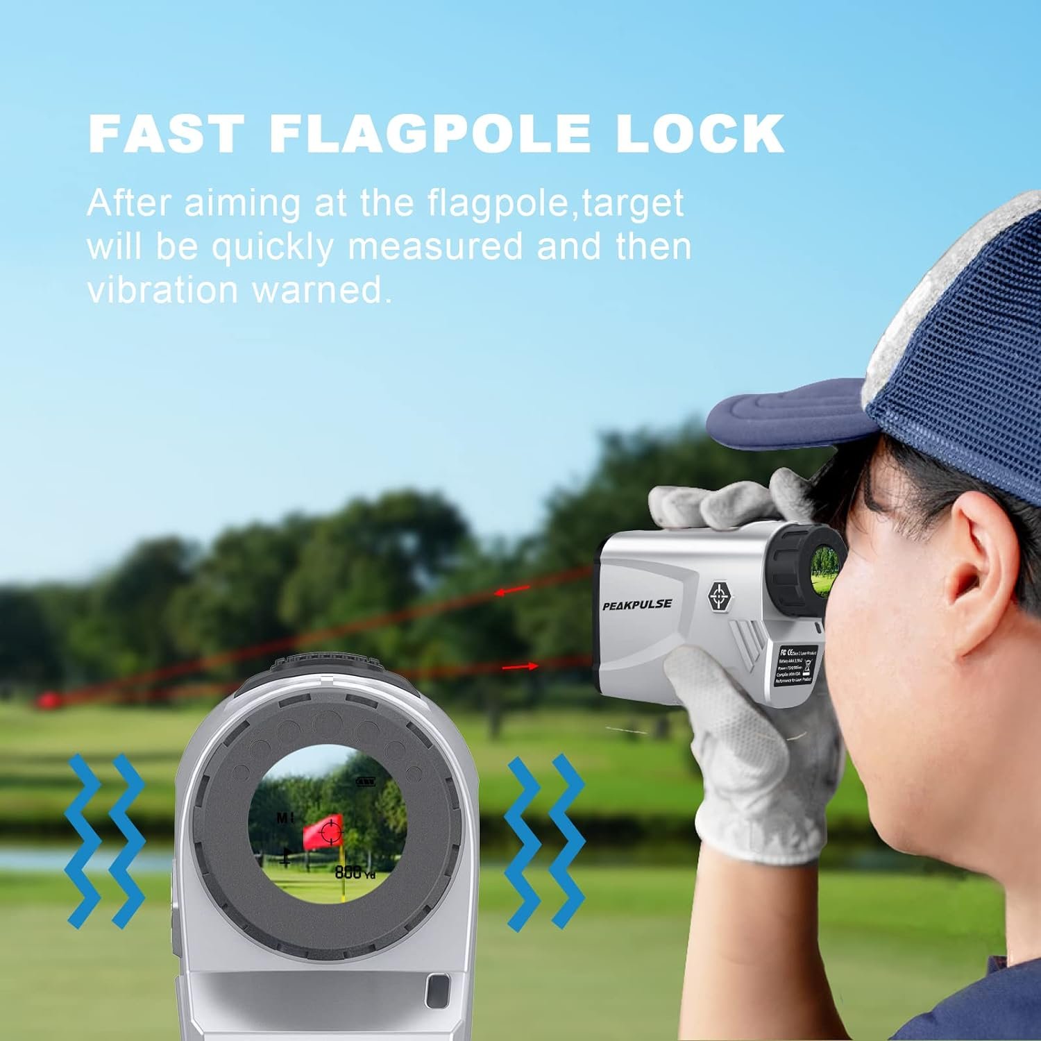 Golf Range Finder,PeakPulse LC600AG Rangefinder Golf 600 Yards Rangefinder with Slope Compensation,Flag-Lock,6X magnification,Continuous Measurement,3 Modes, for Golfers