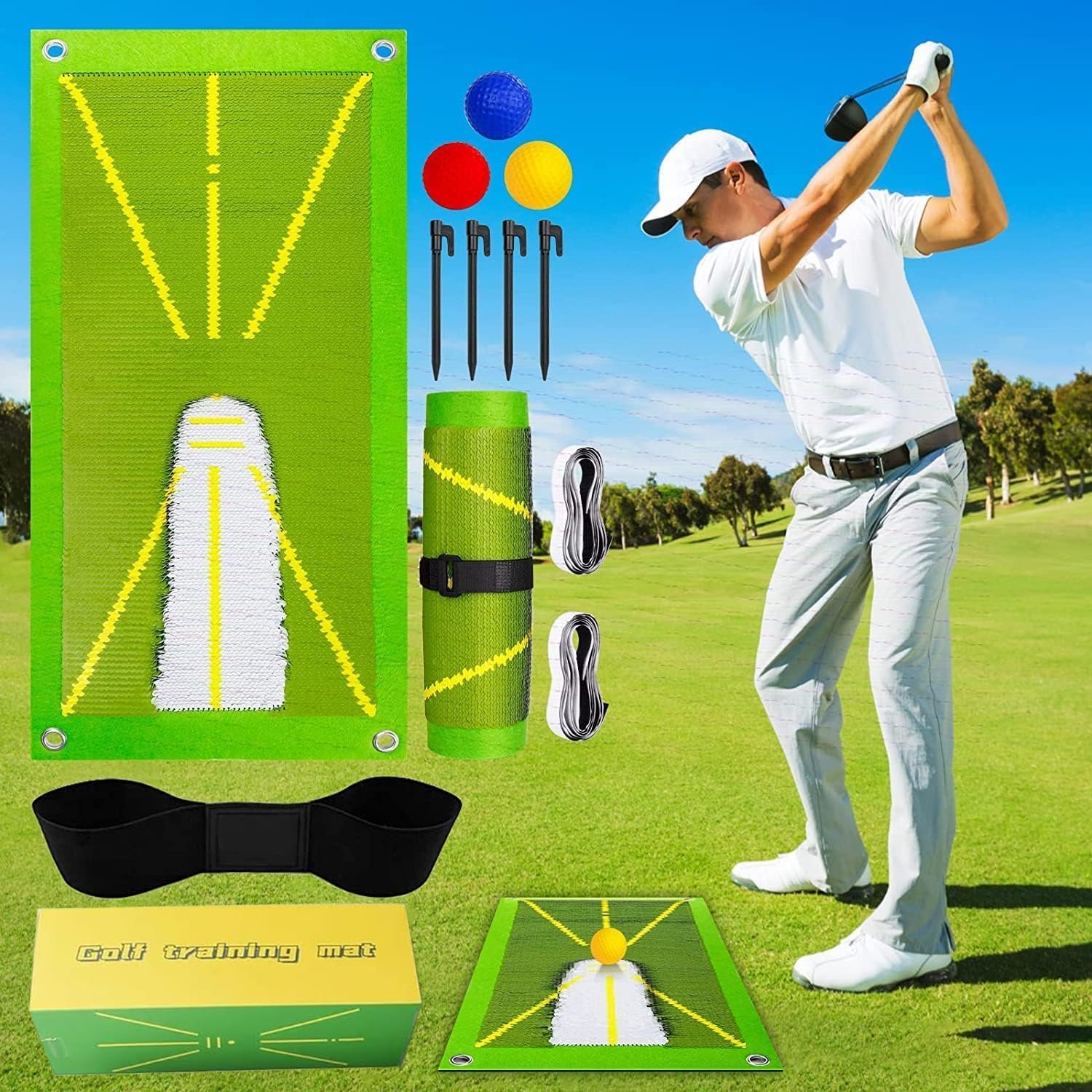 golf training mat for swing detection batting analysis swing path and correct hitting posture golf practice mat golf div