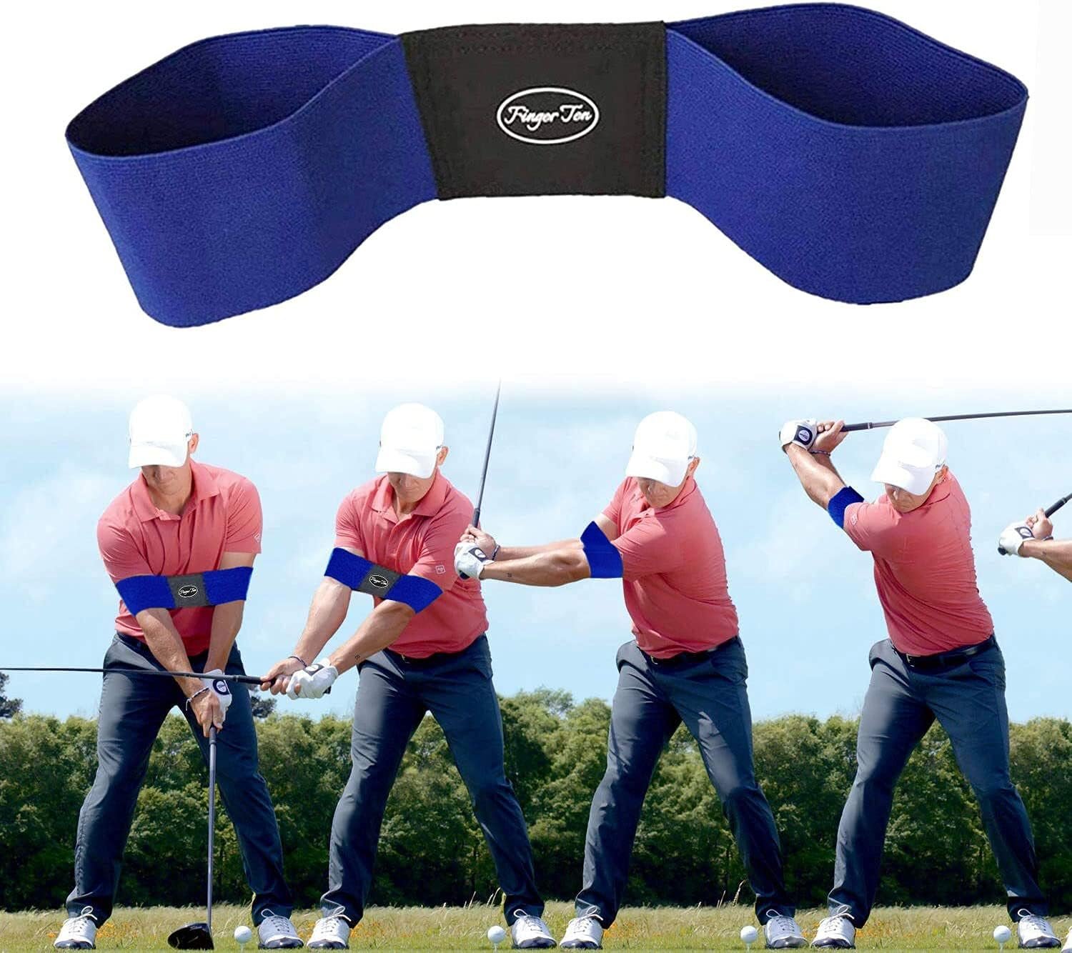 Jeantet Sport Golf Swing Armband Trainer Aid Grip Secret Arm Band Trainer Value Pack, Golf Training Aids Professional Motion Posture Correction For Men Women Kids (1 Pack Golf Swing Band-Blue)