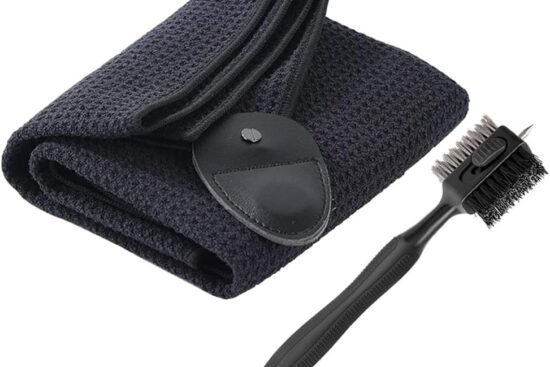 jt technology magnetic golf towel with golf club brushmicrofiber waffle pattern golf towelsgolf groove cleaner cleaning