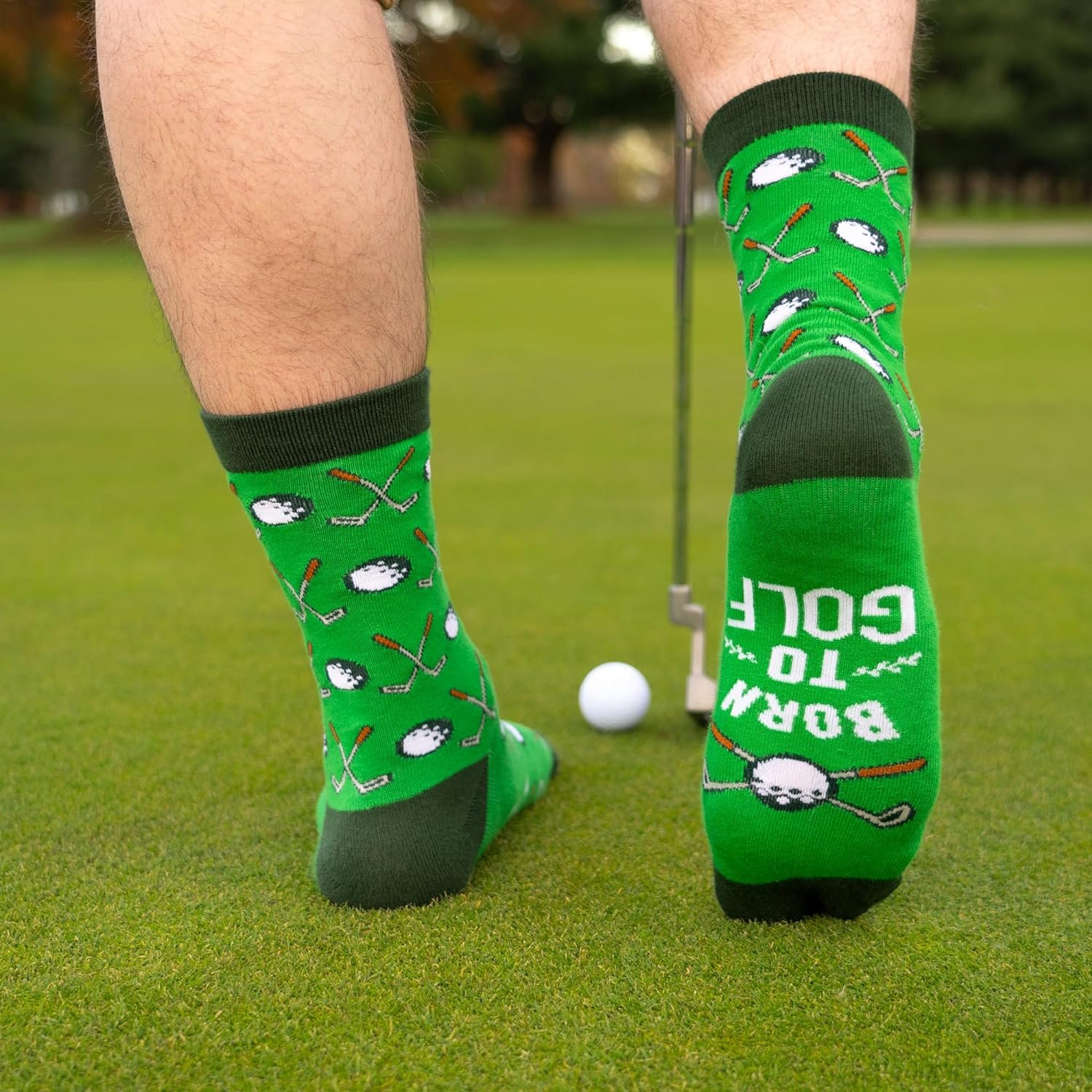 Lavley Born to Golf, Forced to Work Socks - Funny Gifts for Golfers Unisex