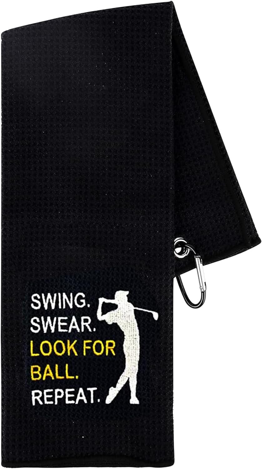 LIAMGUS Golf Towel Golf Gifts for Men, Funny Black Golf Towel, Golf Towel For Golf Bags With Clip, for Uncle, Men, Golfer, Golf Lover, Retirement Christmas Birthday Gifts- 60 * 40cm