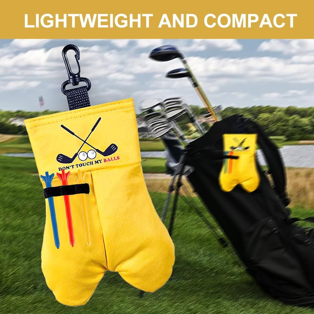 Modonghua Golf Ball Storage Bag with Golf Tee, Golf Ball Carrier Pocket Holder Bag with Hanging Clip Buckle Carrier Pouch,Waist Belt Bag for Sports Golf Accessories, Golf Gifts(yellow)