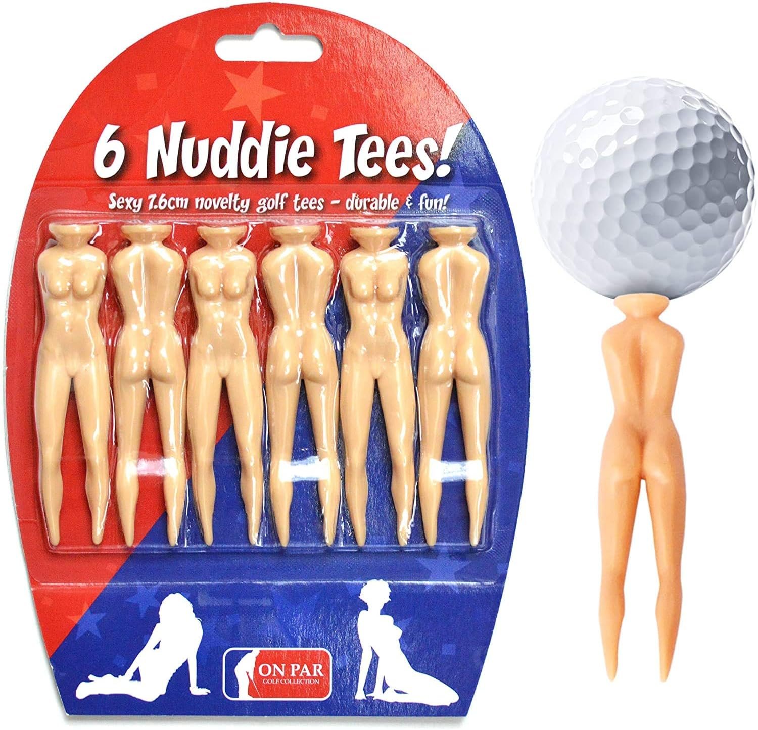 Nuddie Tees - Novelty Golf Tees, Funny Gag Novelty Present For Him For Golfers on Fathers Day, Christmas and Birthdays