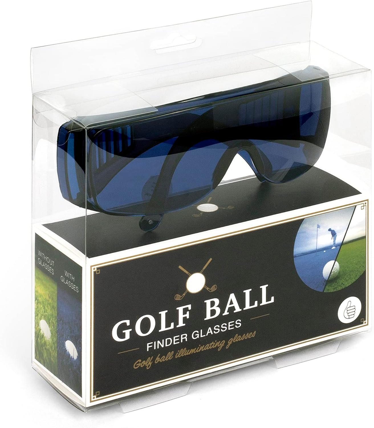 Original Golf Ball Finder Glasses, Blue Tinted Lens Illuminates White, Comes with Carry Pouch, Gift for Golfing Men  Women – ThumbsUp!