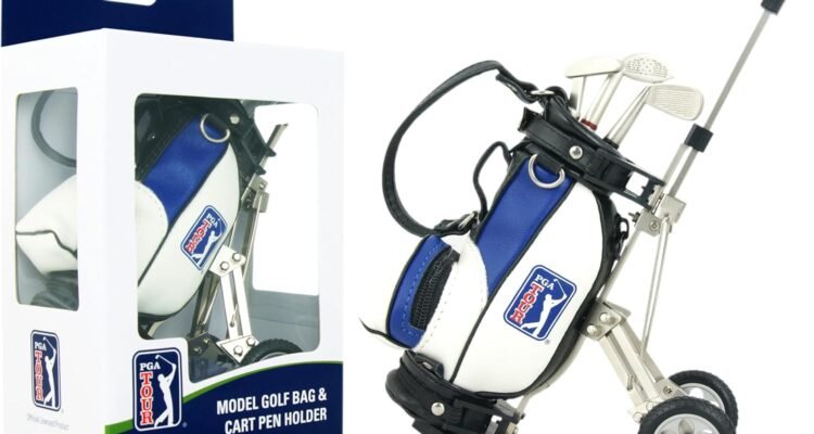 pga tour gadget desktop golf bag and pen gift set