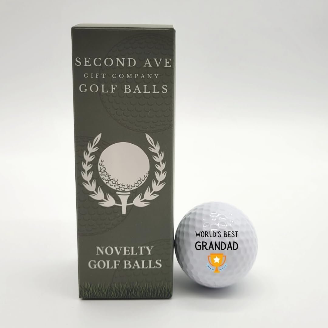 second ave pack of 3 golf balls worlds best grandad fathers day christmas birthday golfer gift