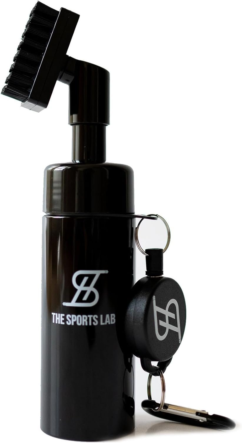 The Sports Lab Golf Club Cleaner Kit- Including Golf Club Cleaner Brush Bottle with Built-in Spray, Microfiber Golf Towel  Clip Hook- Portable Golf Club Cleaning Kit- Ideal Golf Gifts for Men