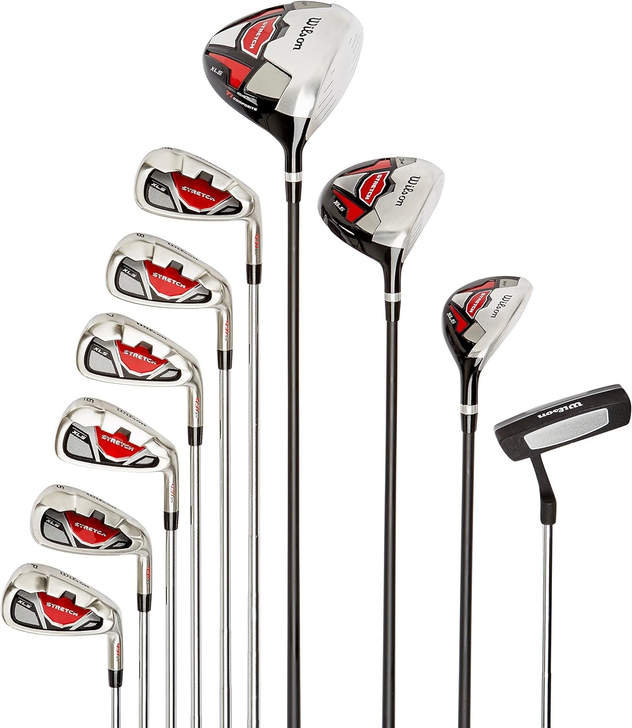 Wilson Mens Stretch Golf Club 10-Club Set with Stand Bag