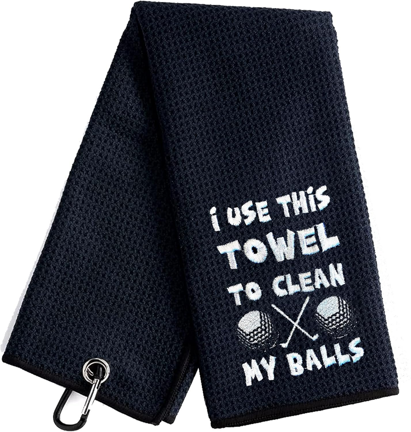 YTNONT I Use This Towel to Clean My Golf Balls Funny Black Golf Towel, Embroidered Golf Towel with Clip for Dad, Men, Golfer, Golf Lover, Husband Boyfriend Retirement Christmas Birthday Gifts