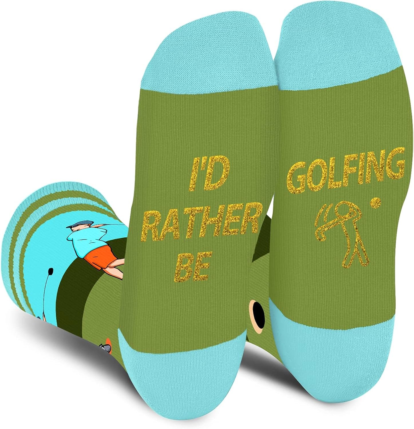 AGRIMONY Funny Golf Socks for Men Teens Boys - I’d Rather Be Novelty Funky Crew Socks - Fun Crazy Cotton Socks Christmas Gifts