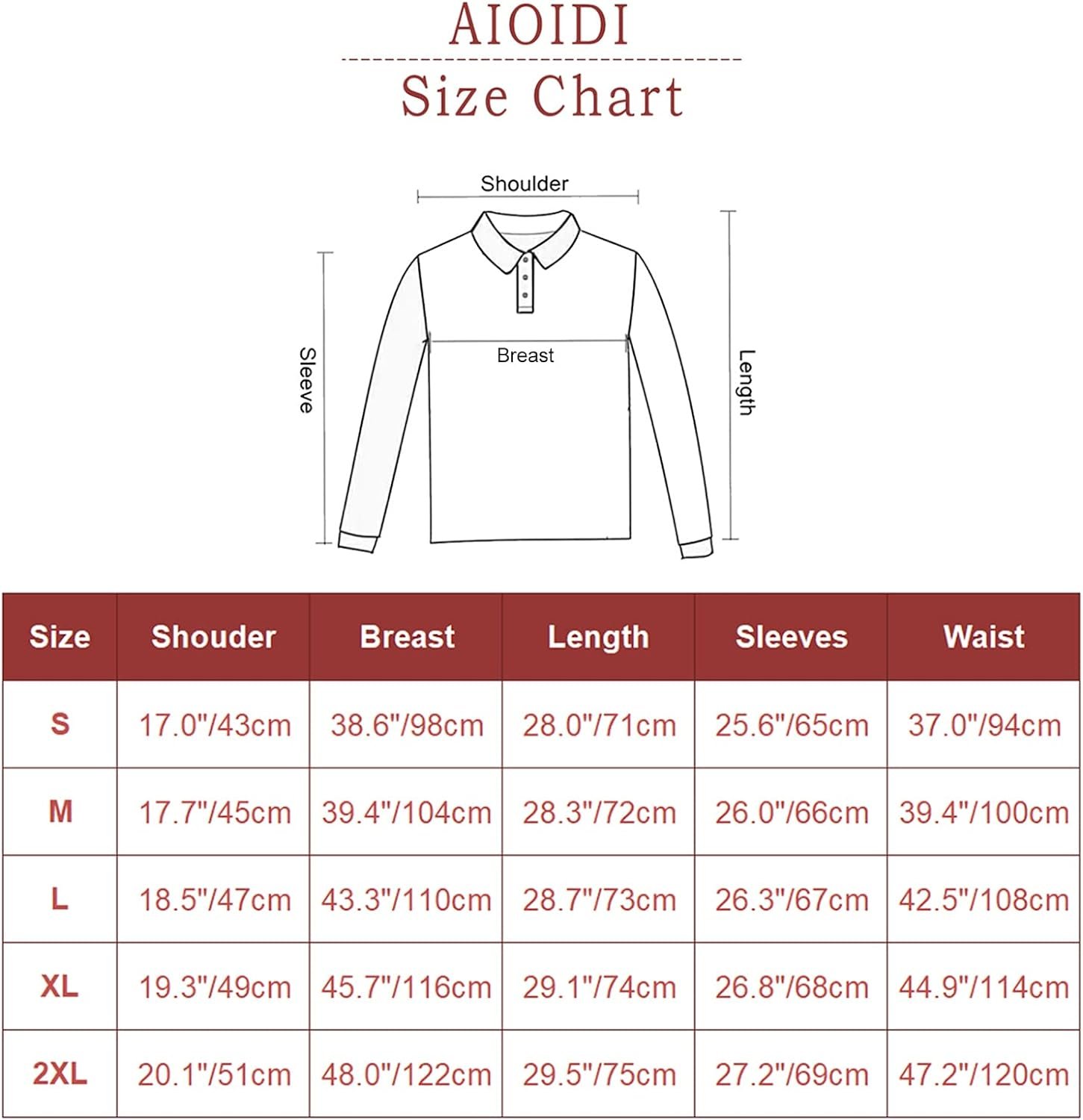 AIOIDI Polo Shirts for Men Adults Long Sleeves Casual Golf Shirt with Real Pocket