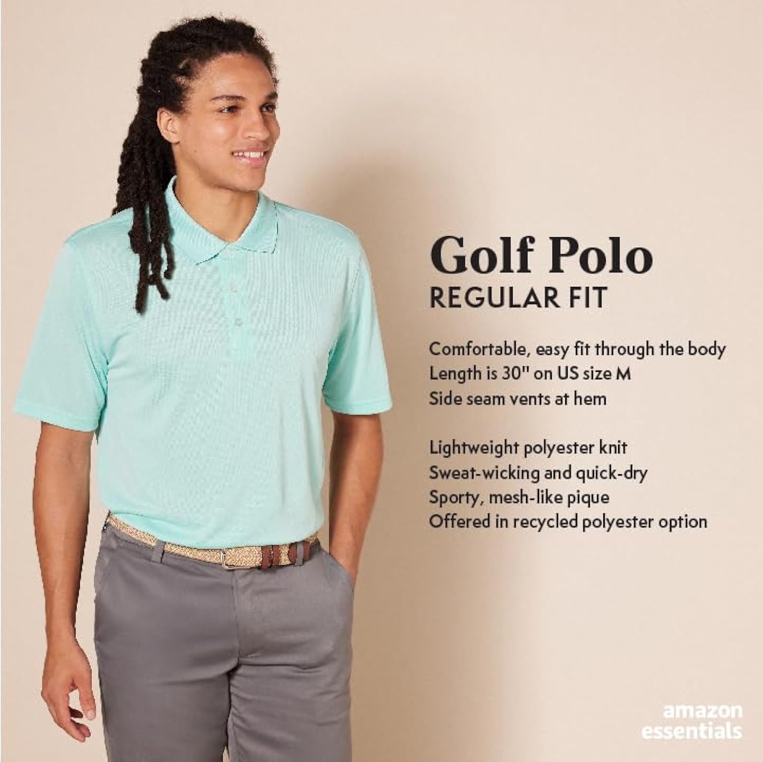 Amazon Essentials Mens Regular-Fit Quick-Dry Golf Polo Shirt (Available in Big  Tall)