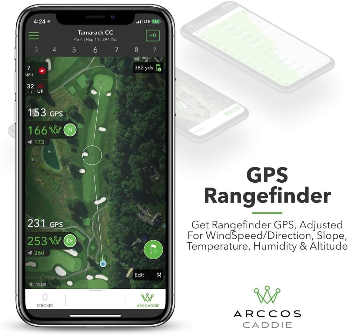 Arccos Caddie Smart Sensors featuring Golfs First-Ever A.I. Powered GPS Rangefinder (3rd Generation)