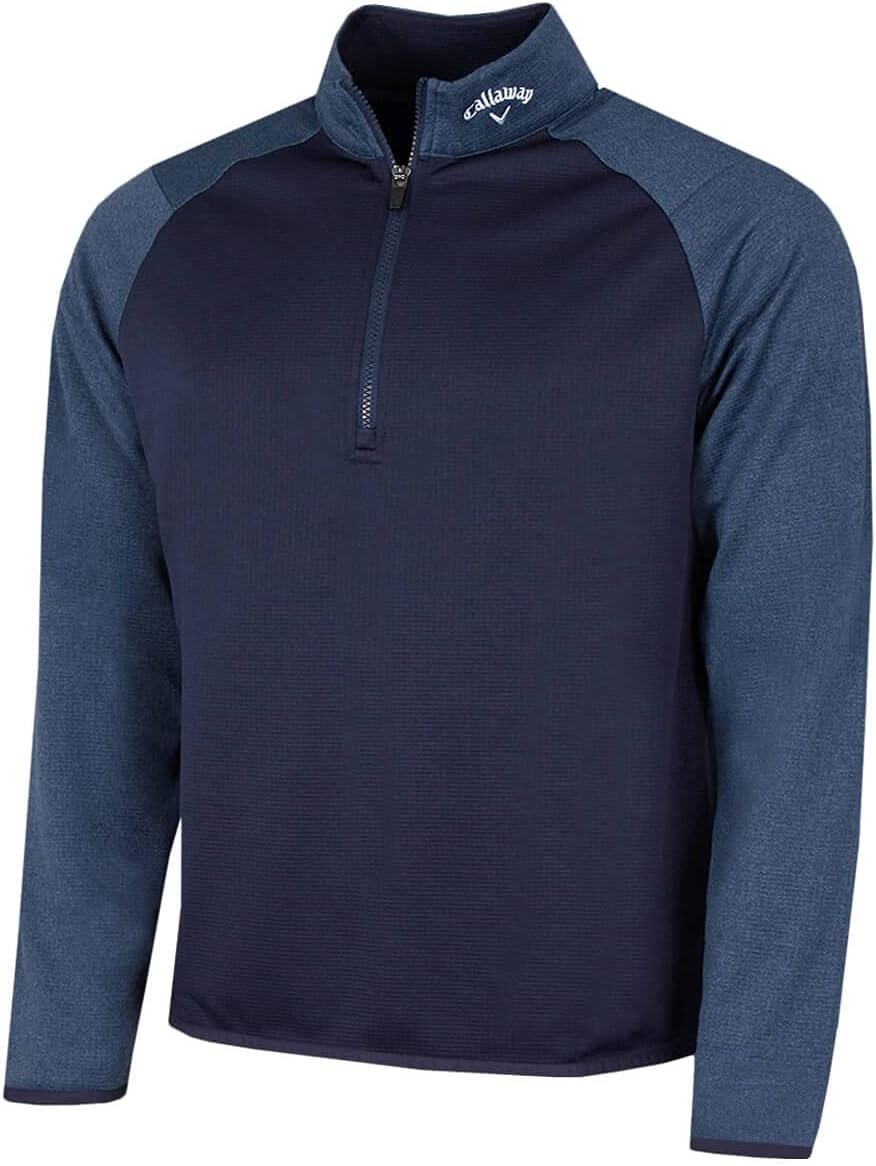 Callaway Golf Mens 2024 1/4 Zip Waffle Two-Tone Sport Midlayer Sweater