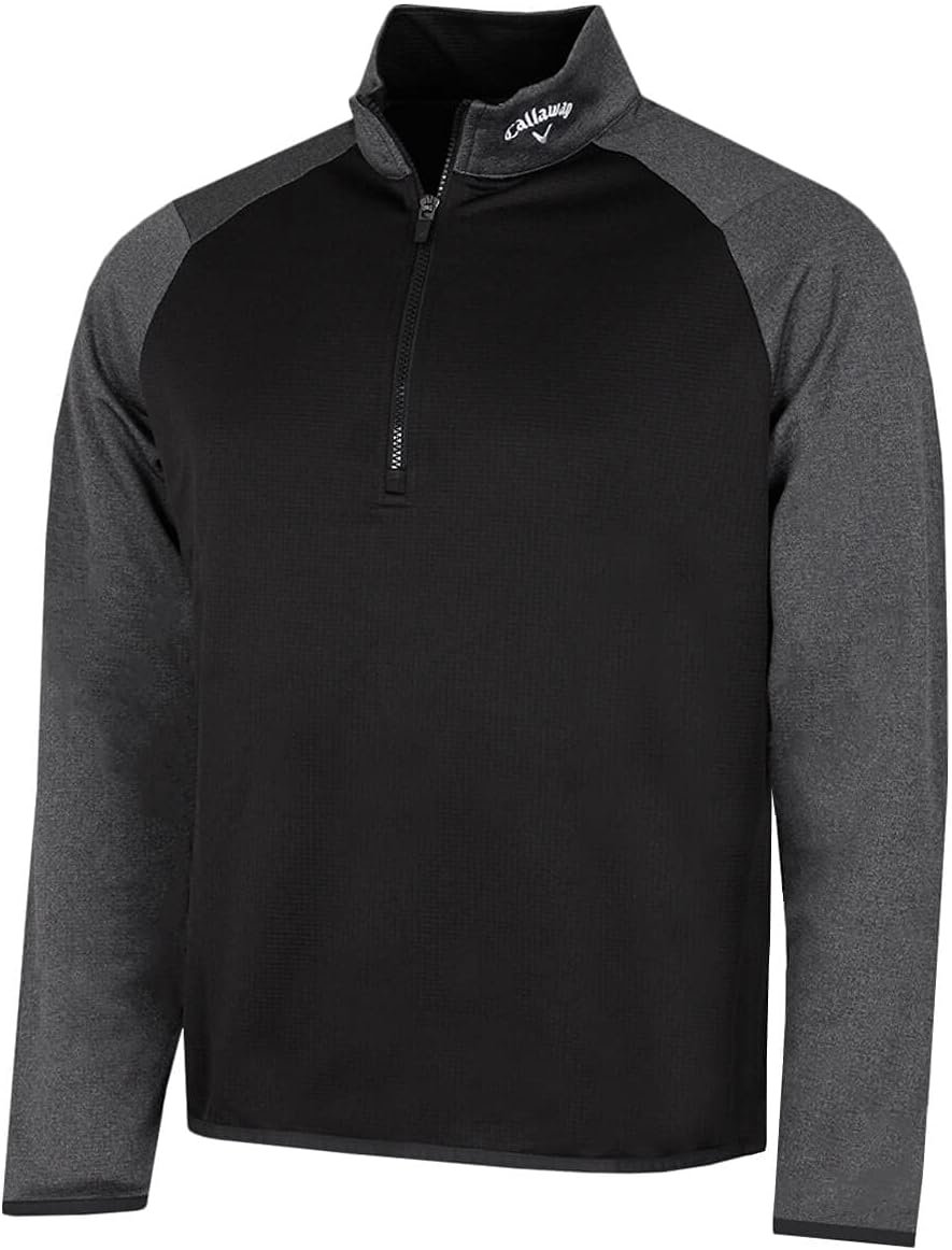 Callaway Golf Mens 2024 1/4 Zip Waffle Two-Tone Sport Midlayer Sweater