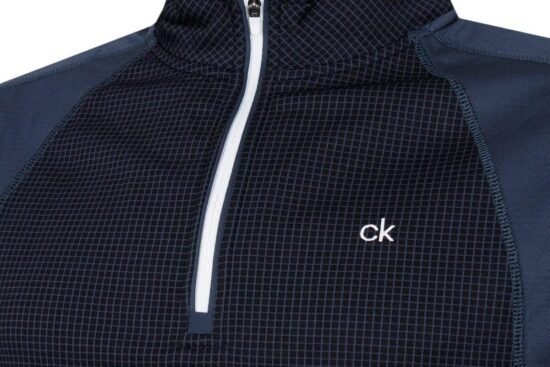 calvin klein mens 2024 micro grid ck 12 zip mid layer pullover 2