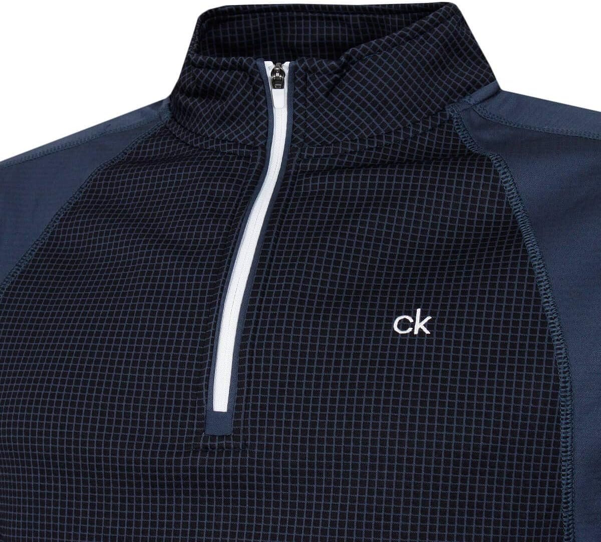 calvin klein mens 2024 micro grid ck 12 zip mid layer pullover 2