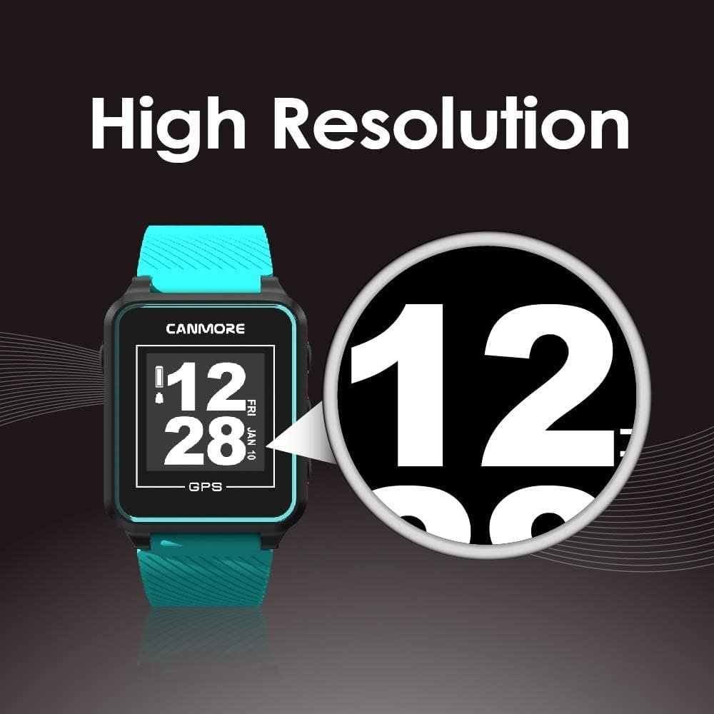 CANMORE TW353 Golf GPS Watch for Men and Women, High Contrast LCD Display, Free Update Over 40,000 Preloaded Courses Worldwide, Lightweight Essential Golf Accessory for Golfers, Turquoise