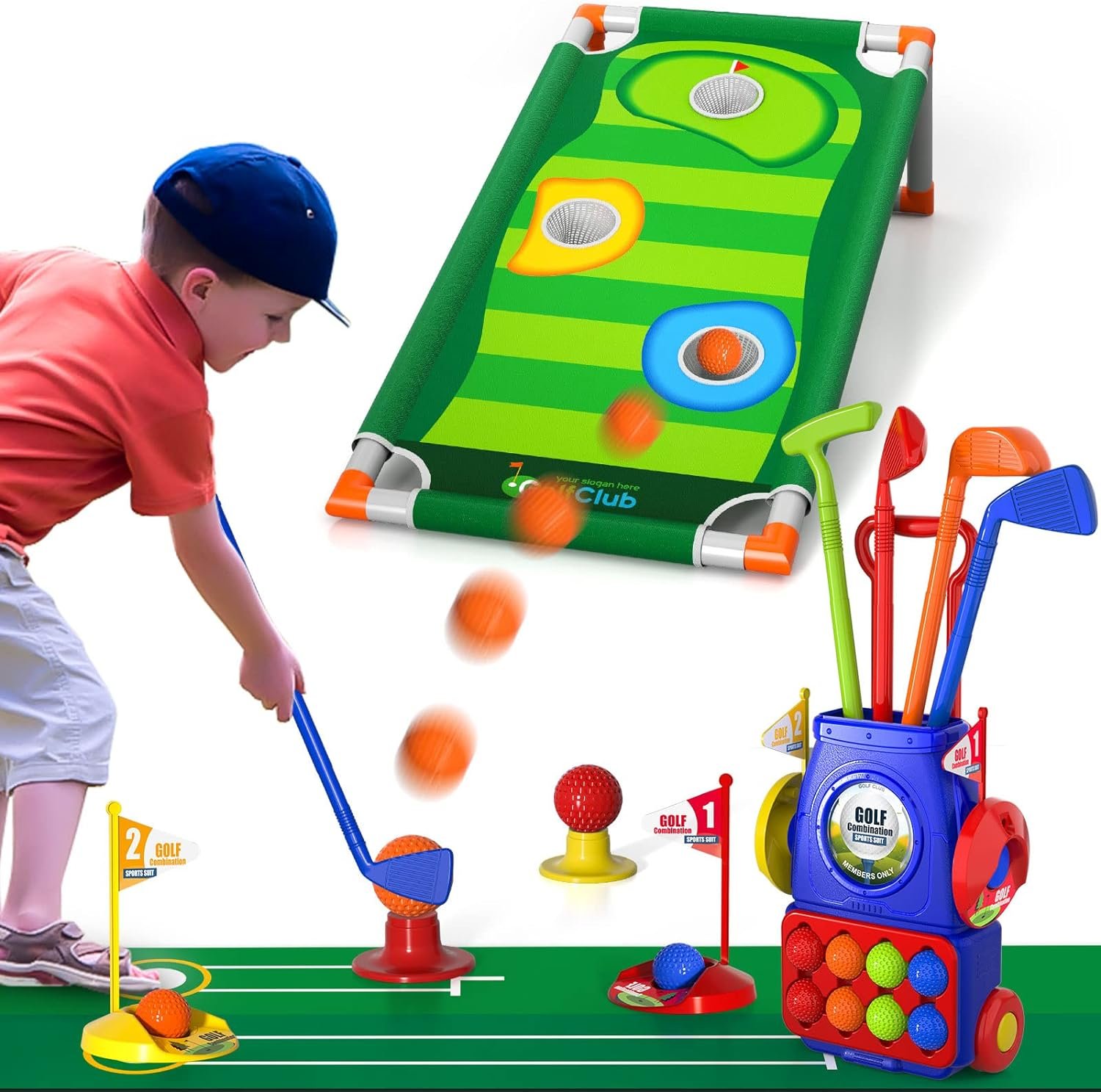 Ci Vetch Upgraded Kids Toddler Golf Set, Indoor Outdoor Outside Golf Toys Gifts for 2 3 4 5 Year Old Boys, 1 2 3 4 5 Year Old Boys Toys Birthday Gifts Ideas, Outdoor Golf Set Toys Game for Kids Boys