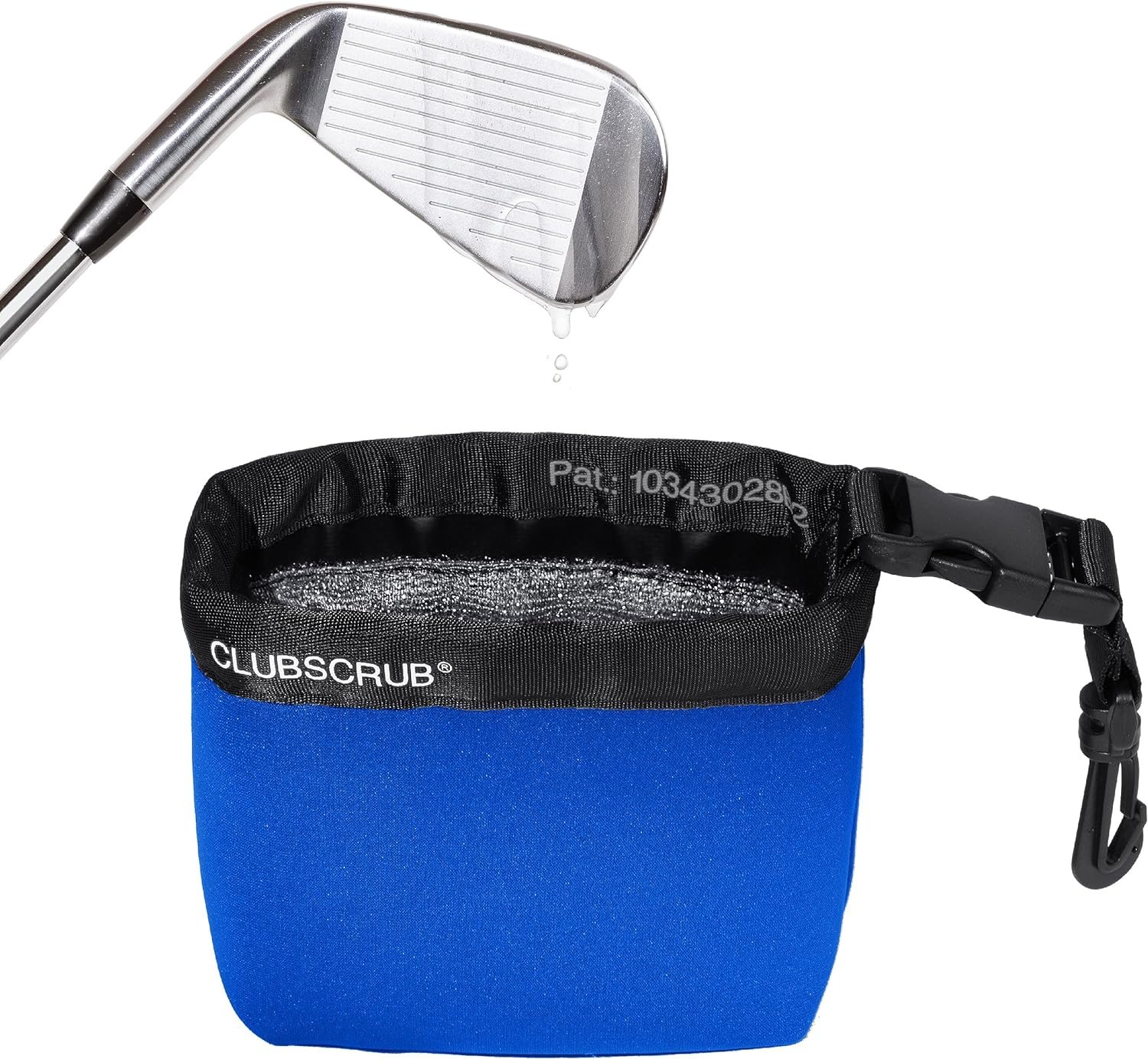 Club Scrub Golf Club and Golf Ball Cleaning Bag, Waterproof Clean Face Technology Liner, Detachable Clip, Machine Washable, Cleans Club Grooves, Dry Exterior (Neoprene or Microfiber Option Available)