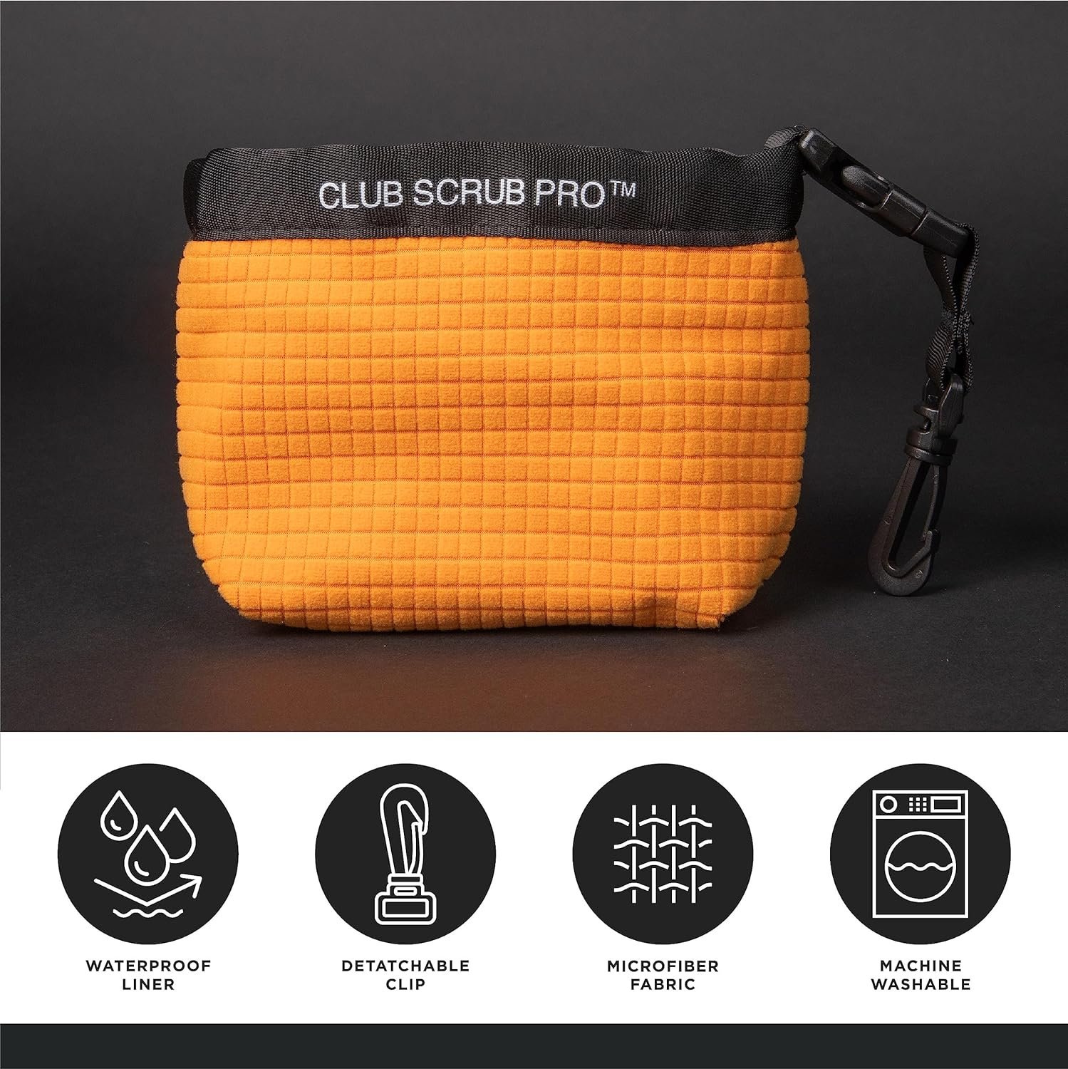 club scrub golf club and golf ball cleaning bag waterproof clean face technology liner detachable clip machine washable 1 1