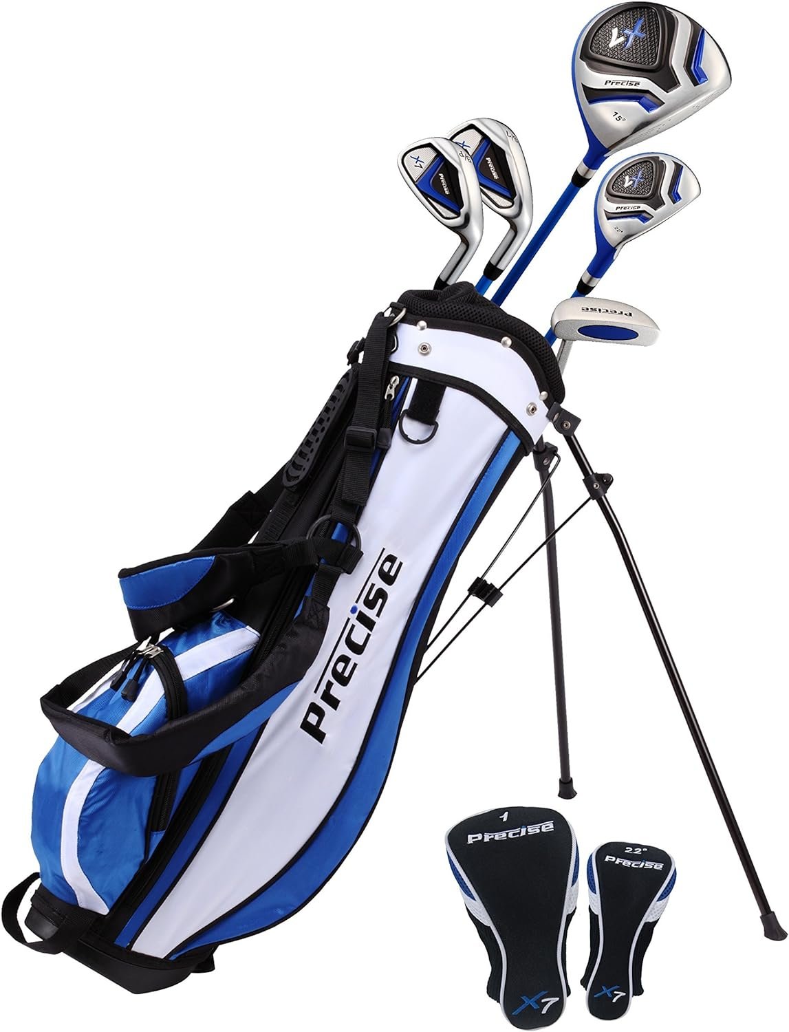 Distinctive Left Handed Junior Golf Club Set for Age 9 to 12 (Height 44 to 5), Left Handed Only, Set Includes: Driver (15), Hybrid Wood (22*), 2 Irons, Putter, Bonus Stand Bag  2 Headcovers