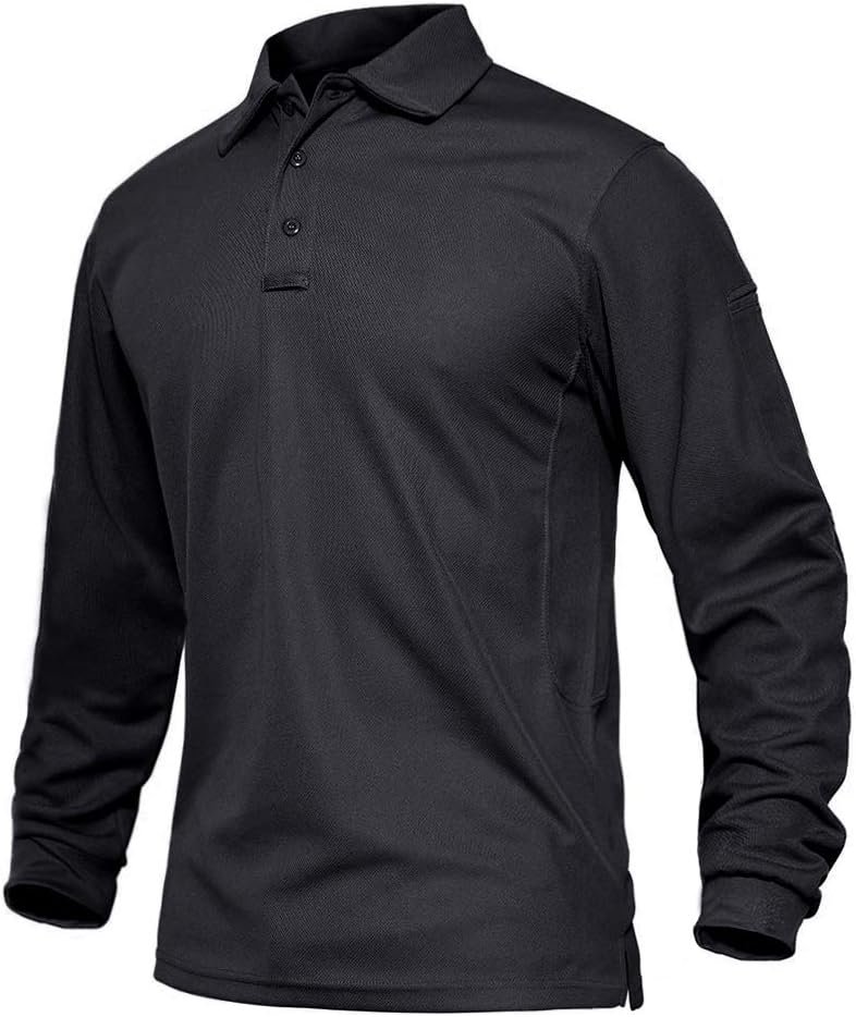 EKLENTSON Mens Polo Shirts Long Sleeve Lightweight Golf Top Quick Dry Breathable Military Tactical Work Shirts Outdoor Performance Polo