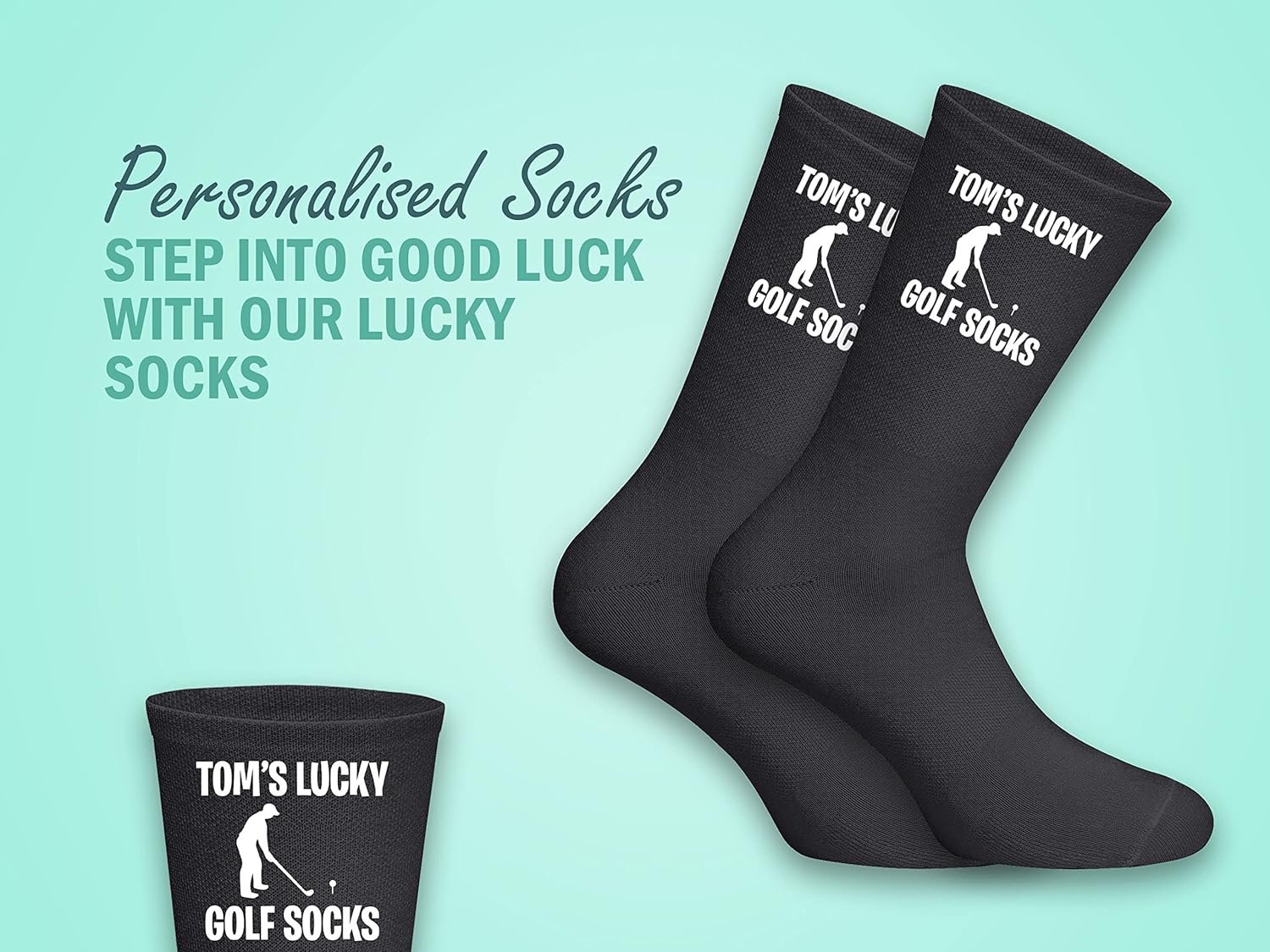 Fancyagift Personalised Lucky Golf Socks - Personalised with Your Name for a Winning look - Gift for Golf fans - Custom Golf gift