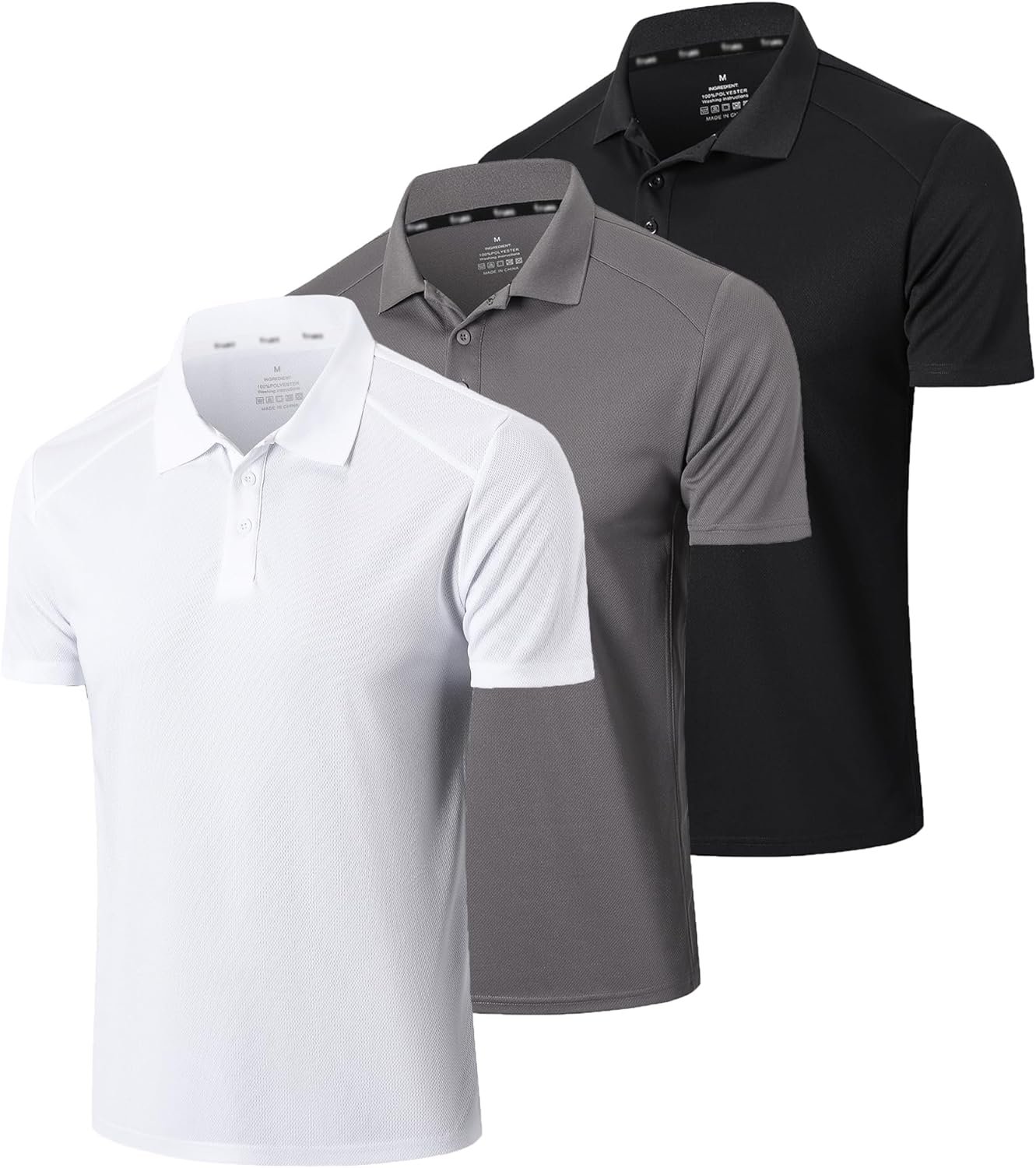 Gaiatiger 3 Pack Mens Polo Shirts Short Sleeve Dry Fit Lightweight Golf Casual Collared Tops Breathable Moisture Wicking Work Shirts