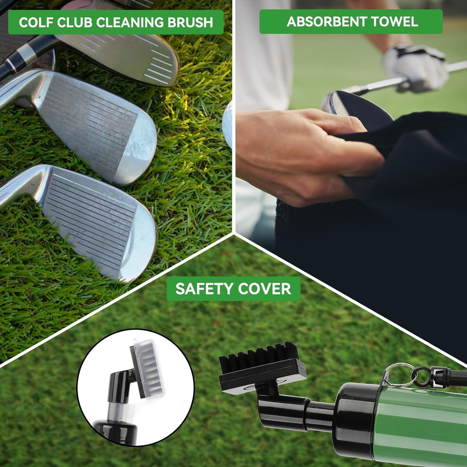 Golf Club Cleaner Brush  Microfibe Golf Towel Kit, Golf Groove Sharpener Brush with Water Spray Bottle Golf Groove Cleaning Wet Scrub Brush with Clip Portable Golf Accessories Golf Gift For Men