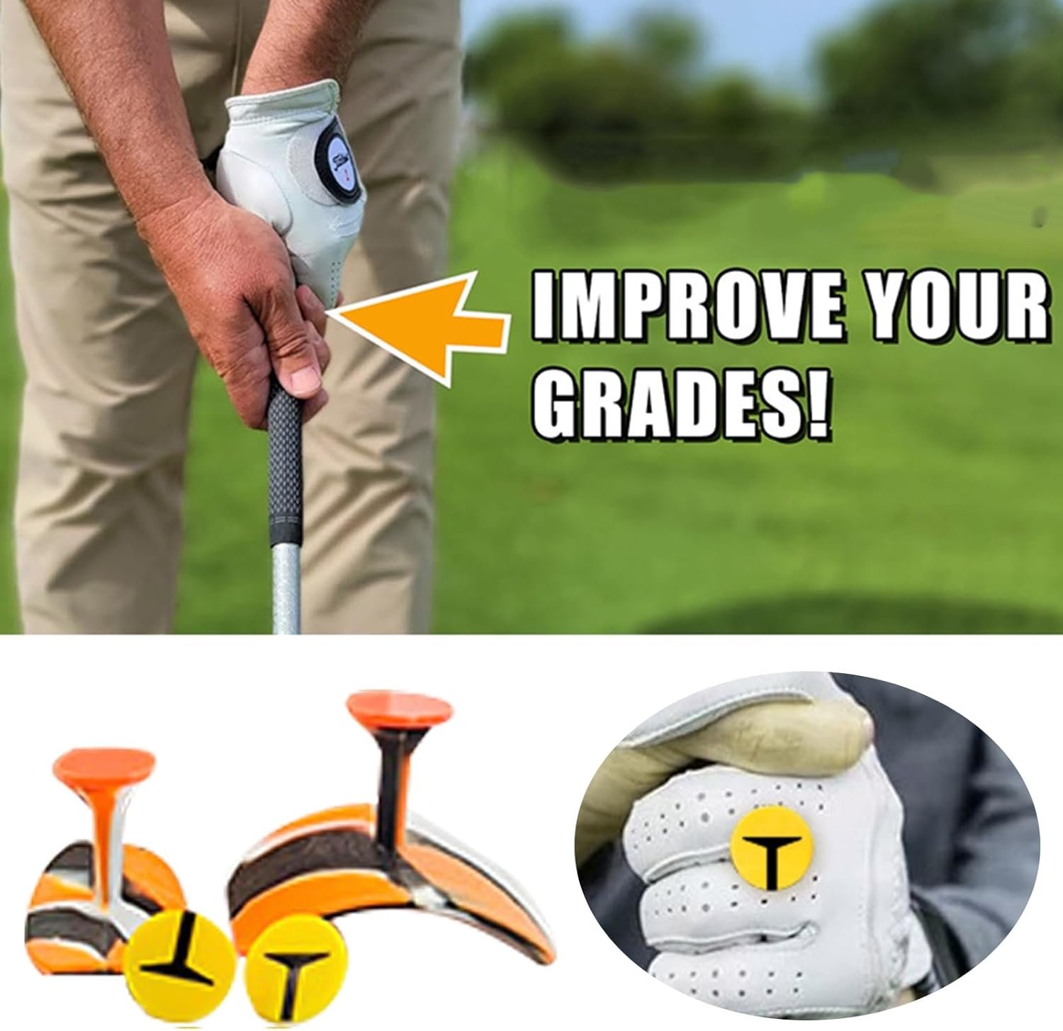 Golf Club Grip, Anti-Slip Comfortable Grip Lightweight T-Magic Clinging Pad Magic Golf Club Hand Grip Training Aid Golf Accessories Gift for Golf Lover