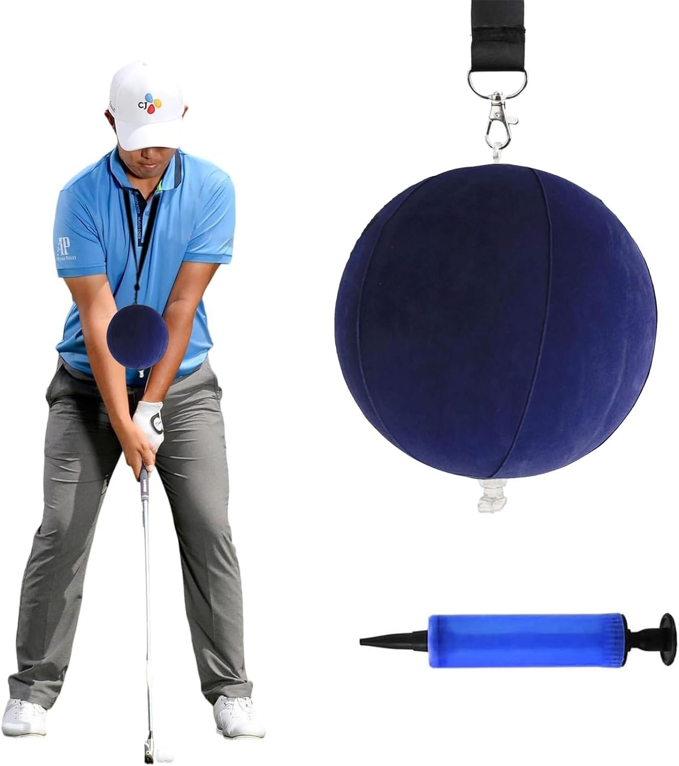 Golf Smart Ball, Swing Training Aids, Inflatable Impact Ball, Posture Correction Practice Trainer Aid with Pump for Beginners and Pros