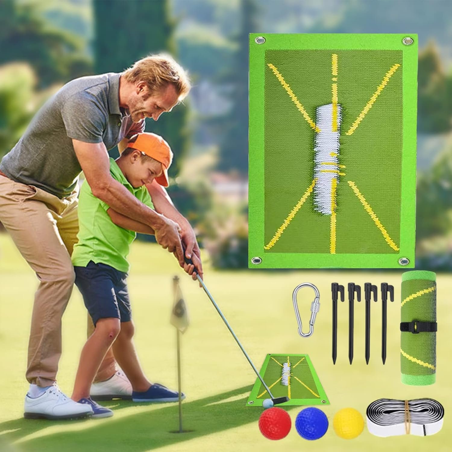 Golf Training Mat for Swing Detection Batting, Golf Divot Mat Analysis Swing Path and Correct Hitting Posture Golf Practice Swing,Golf Training Aid Equipment for Indoor/Outdoor