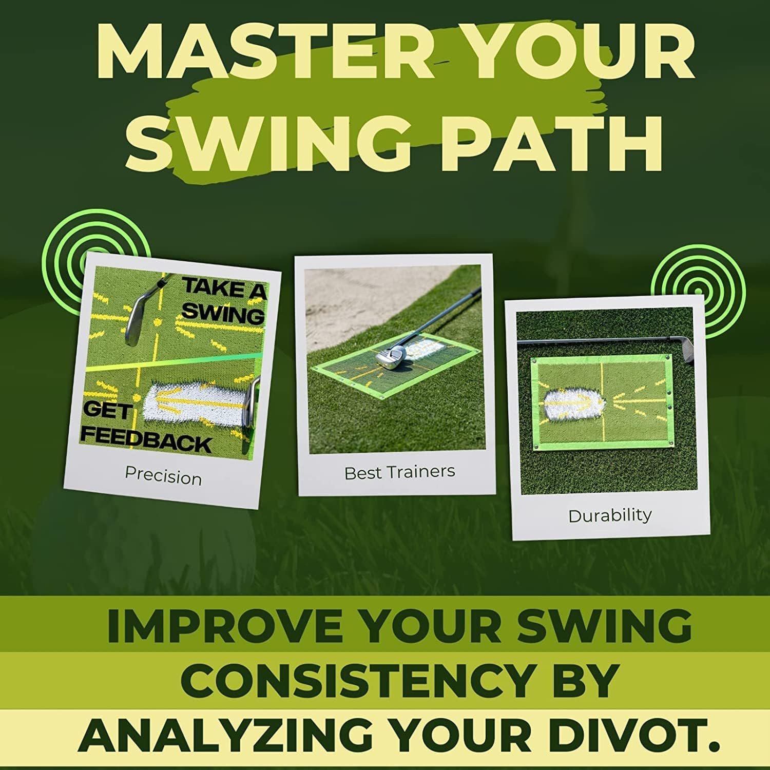 Golf Training Mat for Swing Detection Batting Golf Training Aid Equipment - Analysis Swing Path and Correct Hitting Posture, for Practice Outdoor Indoor