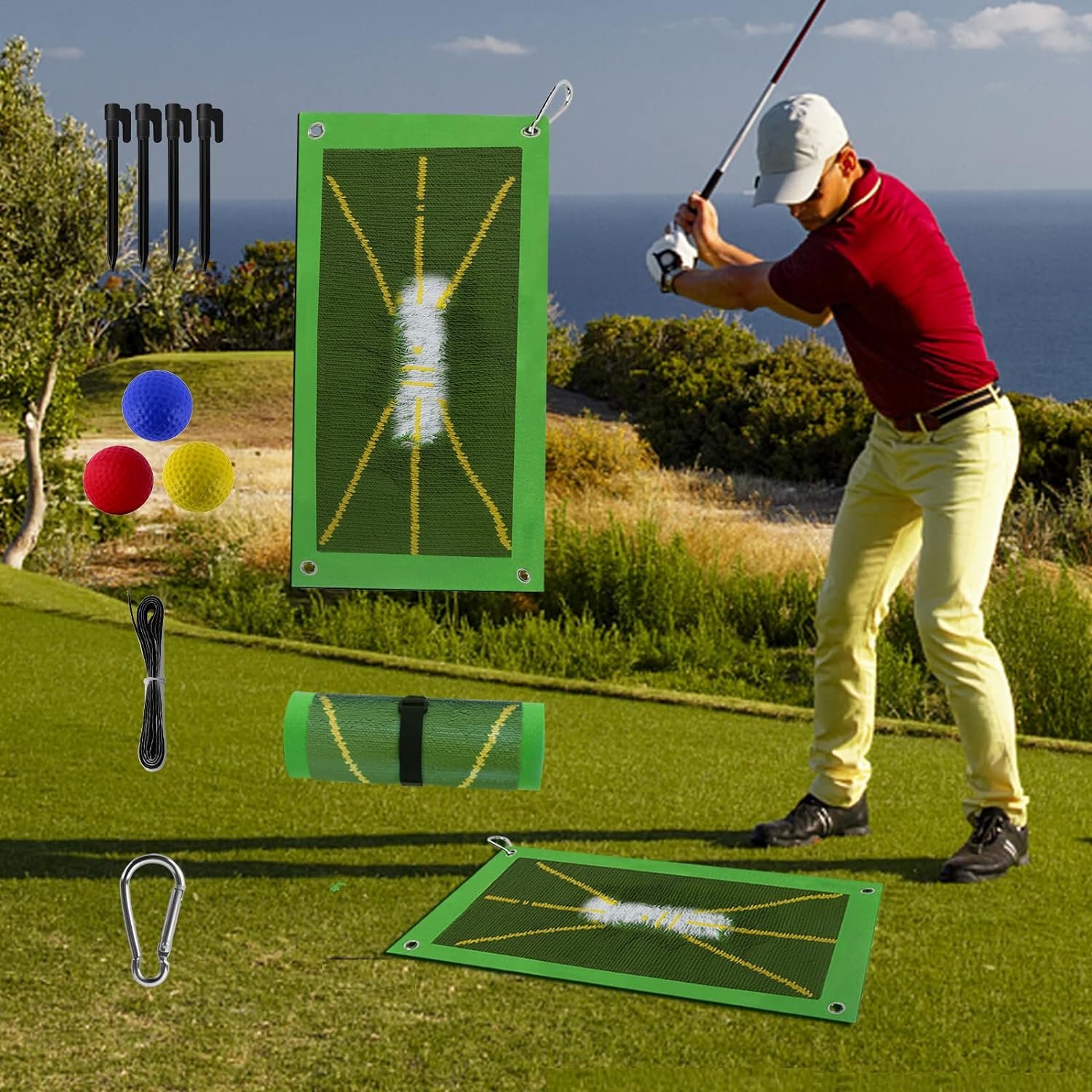 Golf Training Mat for Swing Detection Batting, Portable Golf Impact Mat Path Feedback Golf Practice Mats, Advanced Golf Hitting Mat for Indoor or Outdoor, Golf Training Aid Equipment