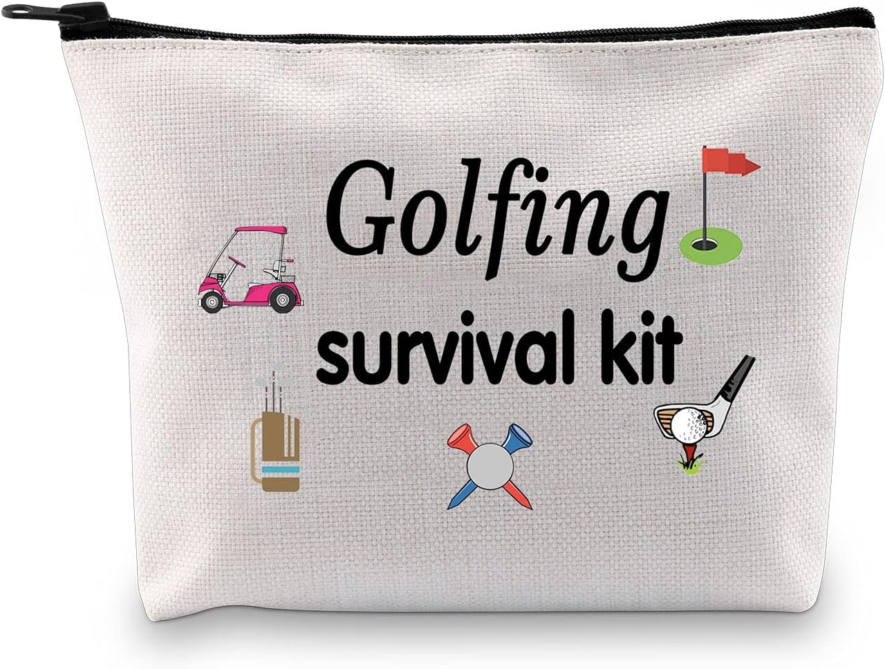 Golfing Survival Kit Makeup Bag Golfing Gift Golf Accessories Gift for Mom Golfer Humor (Golfing Survival Makeup EU) Beige