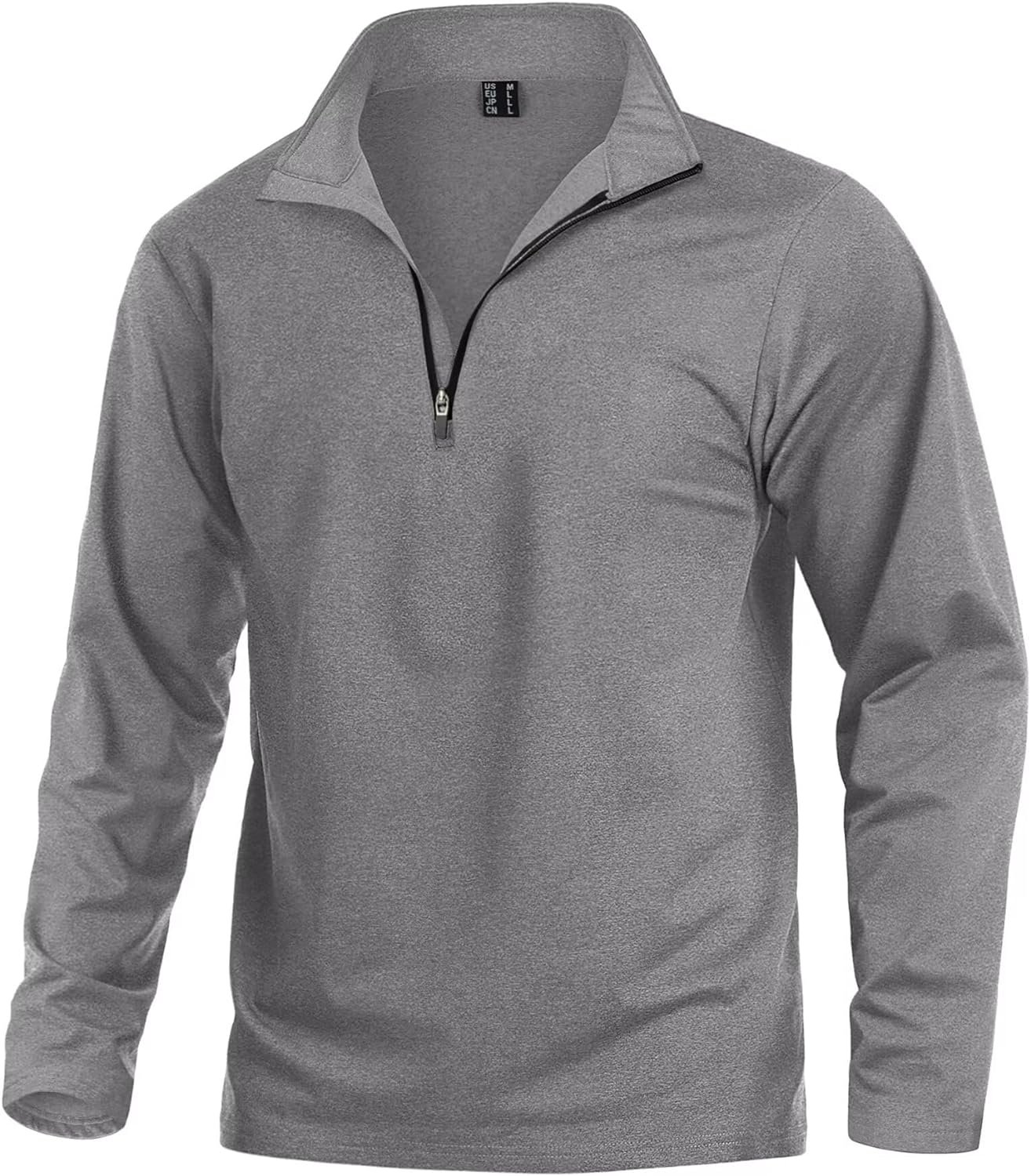 KEFITEVD Mens 1/4 Zip Sports Tops Long Sleeve Gym Running Shirt Outdoor Warm Hiking Fishing Tops with Stand Collar