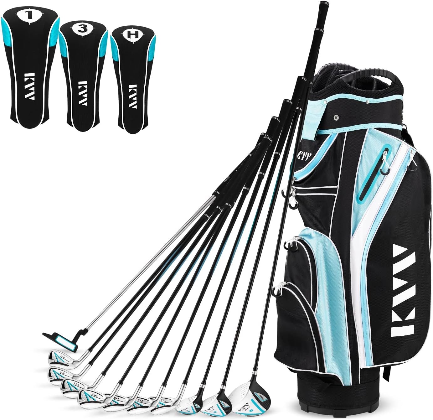 KVV Women’s Complete Golf Clubs Package Set Includes Driver, 3# Fairway, 5# Hybrid, 5#-P# Irons, Putter, Cart Bag, Head Covers, Right Handed