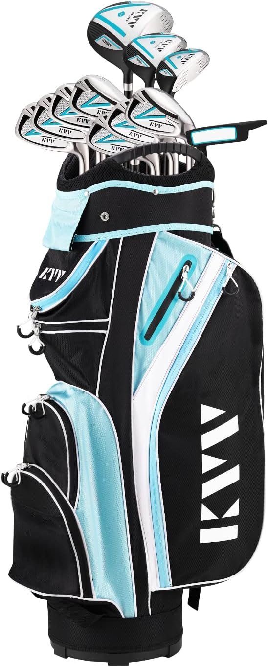 KVV Women’s Complete Golf Clubs Package Set Includes Driver, 3# Fairway, 5# Hybrid, 5#-P# Irons, Putter, Cart Bag, Head Covers, Right Handed