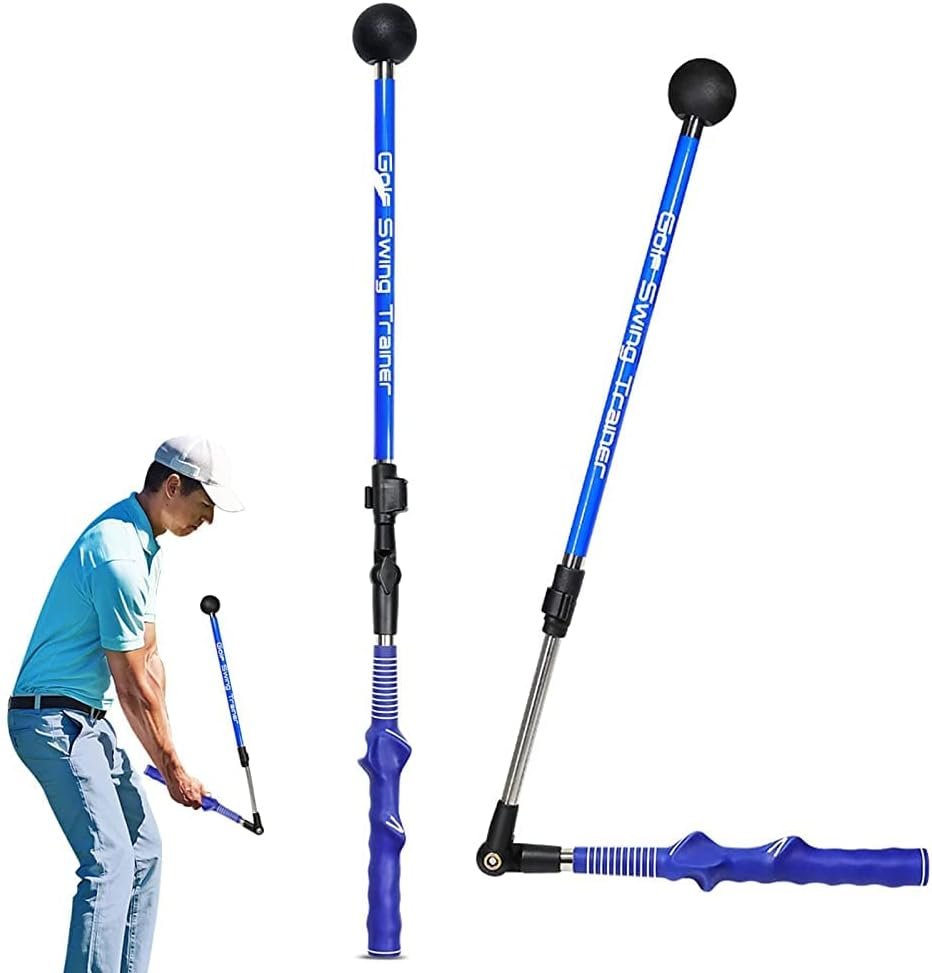 Les-Theresa Golf Swing Trainer Aid Adjustable Golf Alignment Stick, Golf Trainer Aid Foldable Golf Aids Swing Trainer, Swing Trainer Golf Forearm Rotation Golf Training Aid For Beginner Professional